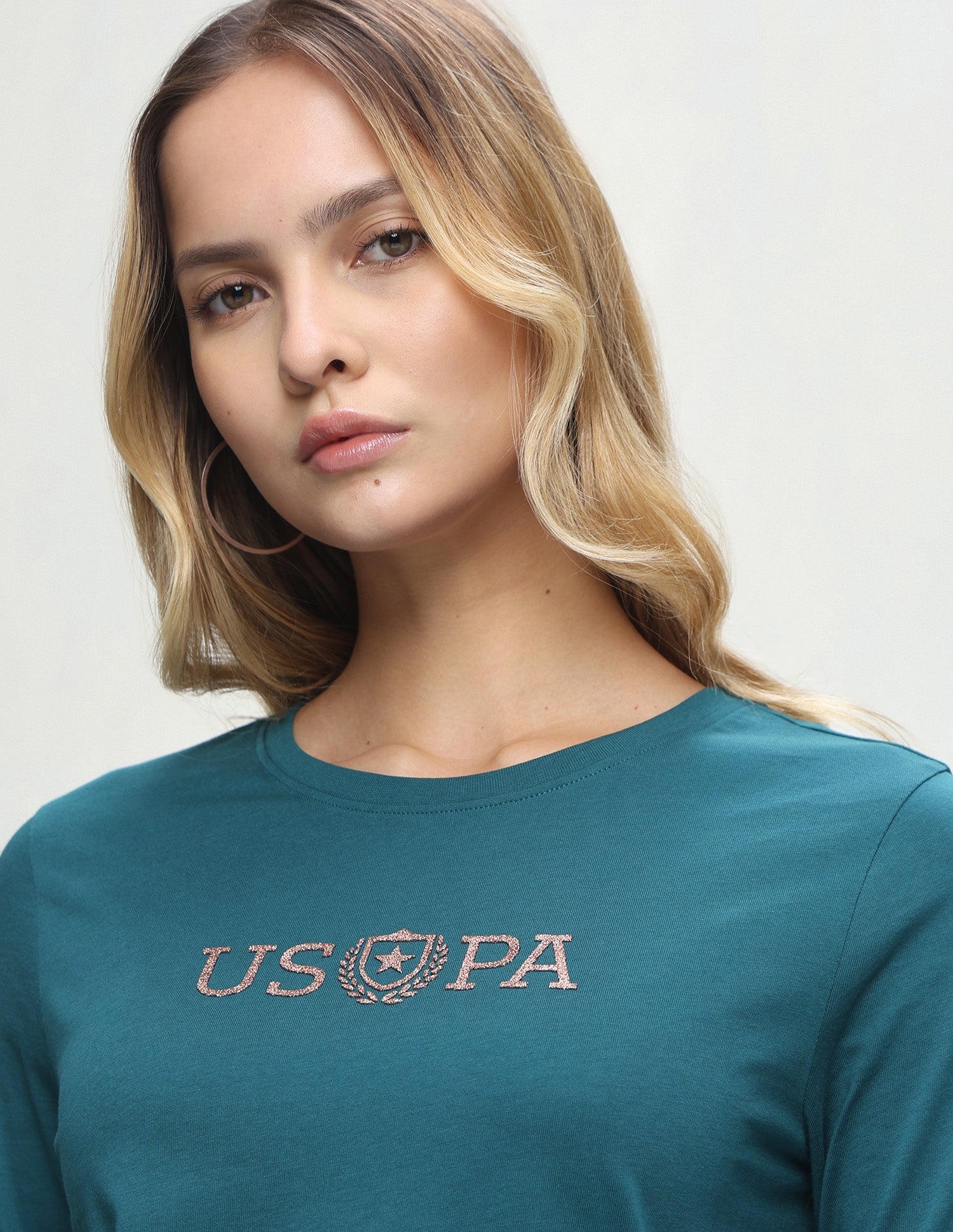 Brand Embossed Regular Fit T-Shirt Teal - U.S. Polo Assn. India | Large