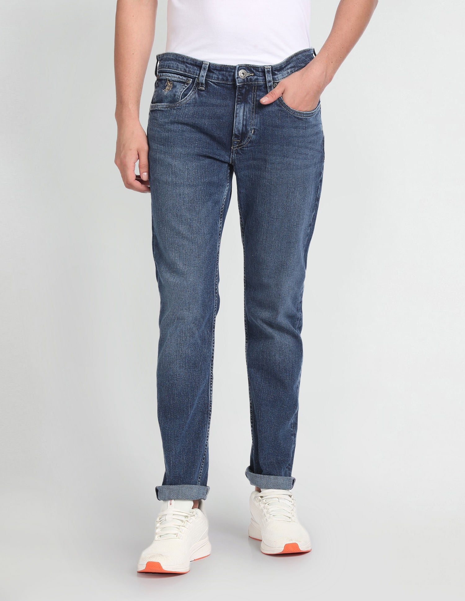 Brandon Slim Tapered Fit Blue Jeans Blue - U.S. POLO ASSN. | Large