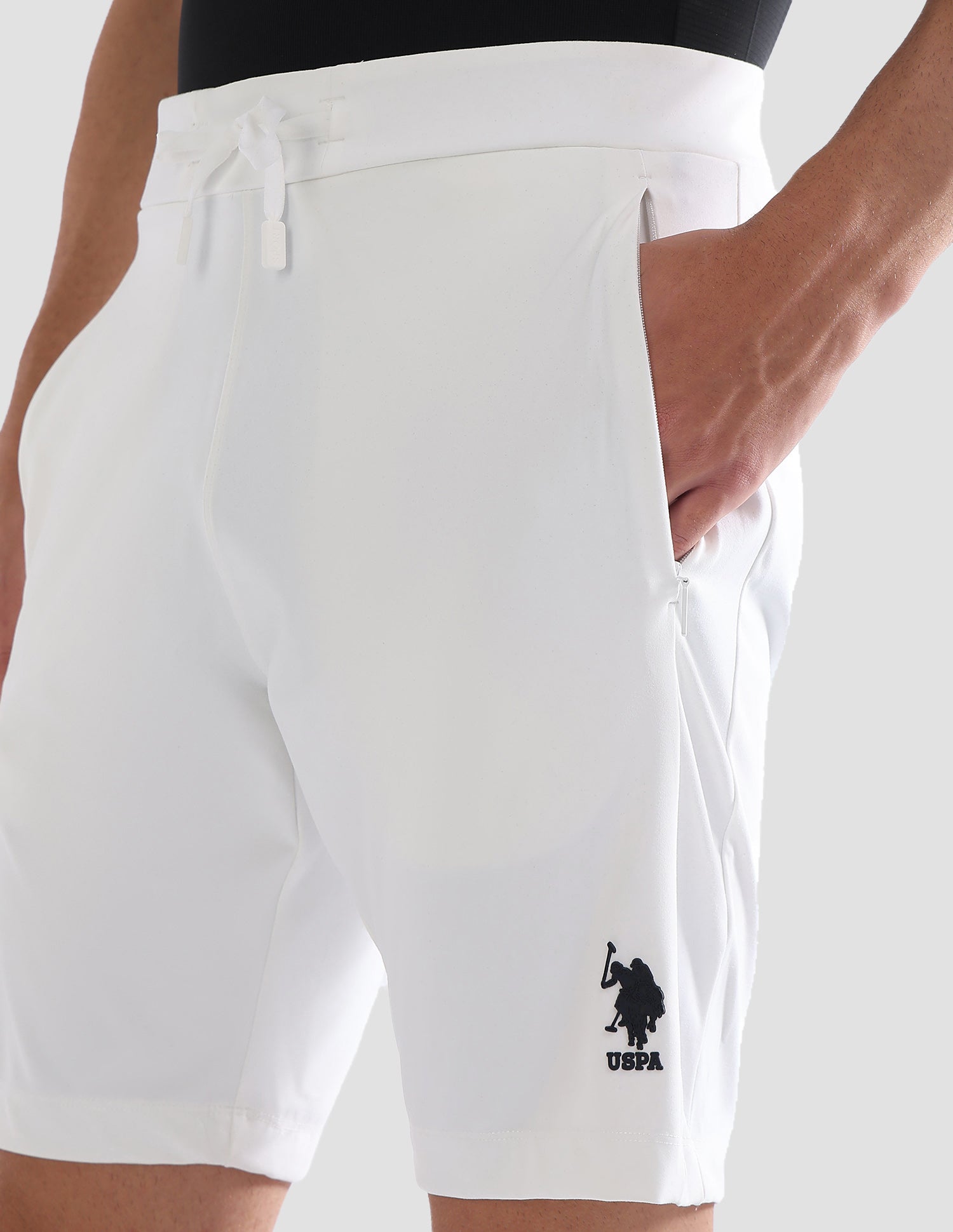 Slim Fit Mid Rise Active Shorts Off White - U.S. Polo Assn. India | Large