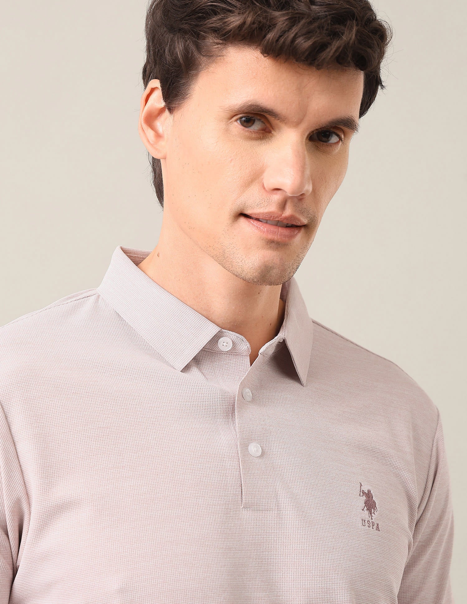 Solid Slim Fit Polo Shirt Pink - U.S. Polo Assn. India | Large