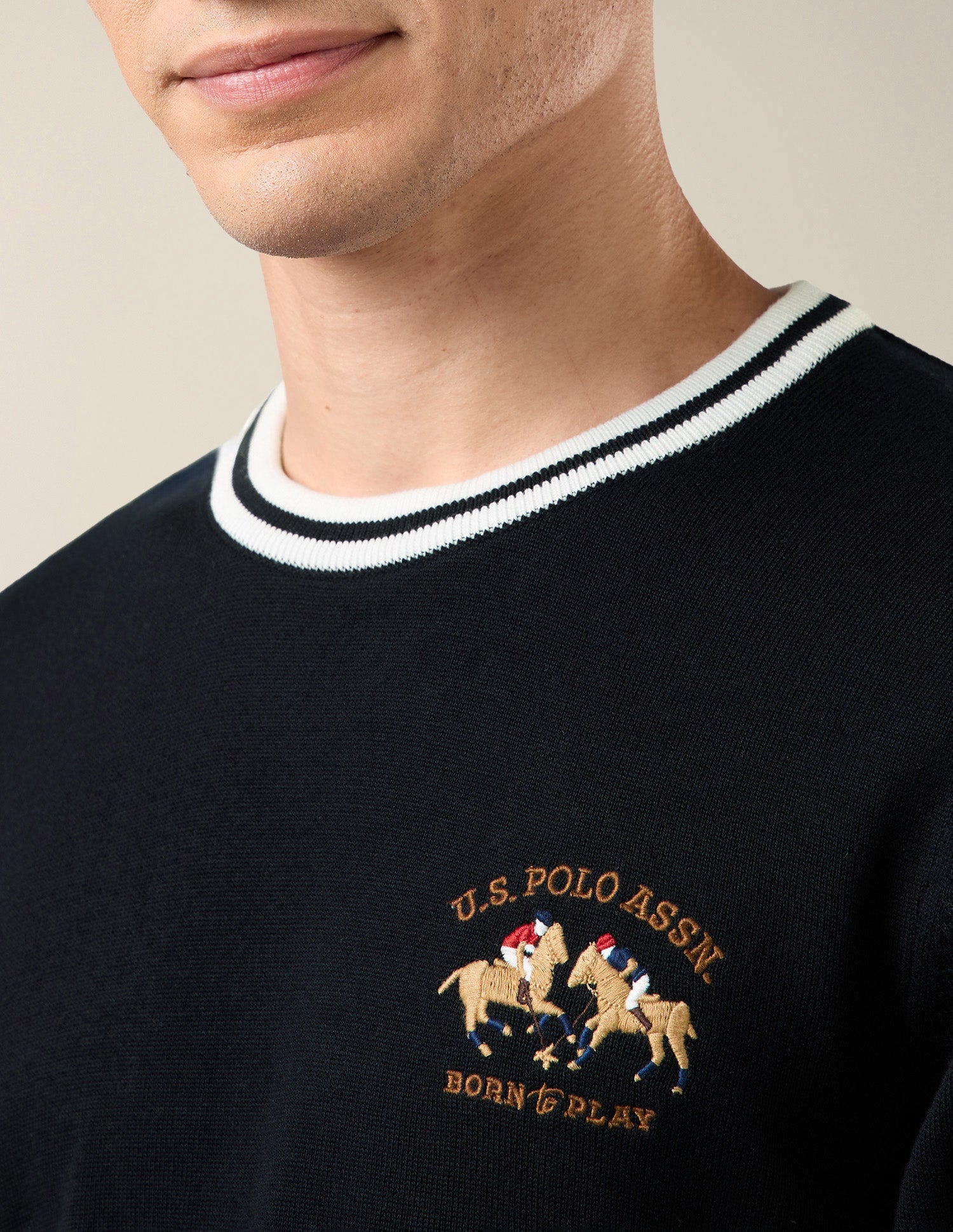 Solid Slim Fit Sweater Navy - U.S. Polo Assn. India | Large