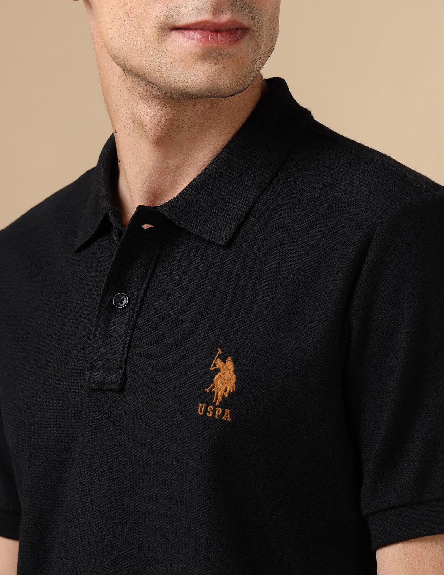 Pure Cotton Slim Fit Polo Shirt Black - U.S. POLO ASSN. | Large