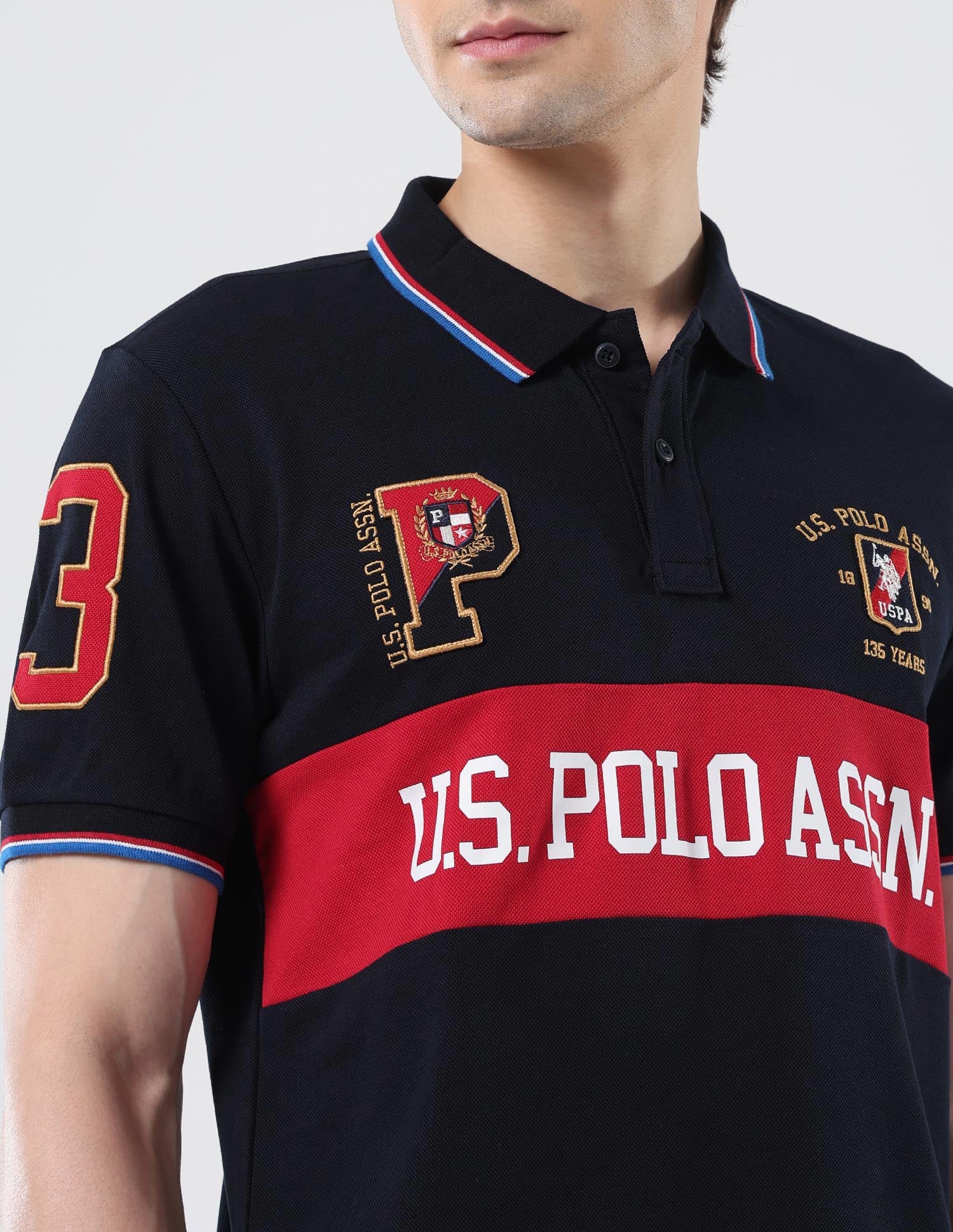 Brand Printed 135 Anniversary Polo Shirt Navy - U.S. Polo Assn. India | Large