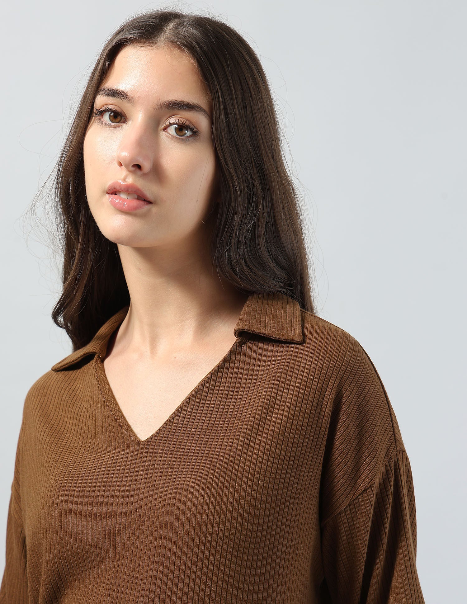 Ribbed Relaxed Fit Polo Shirt Brown - U.S. POLO ASSN. | Large