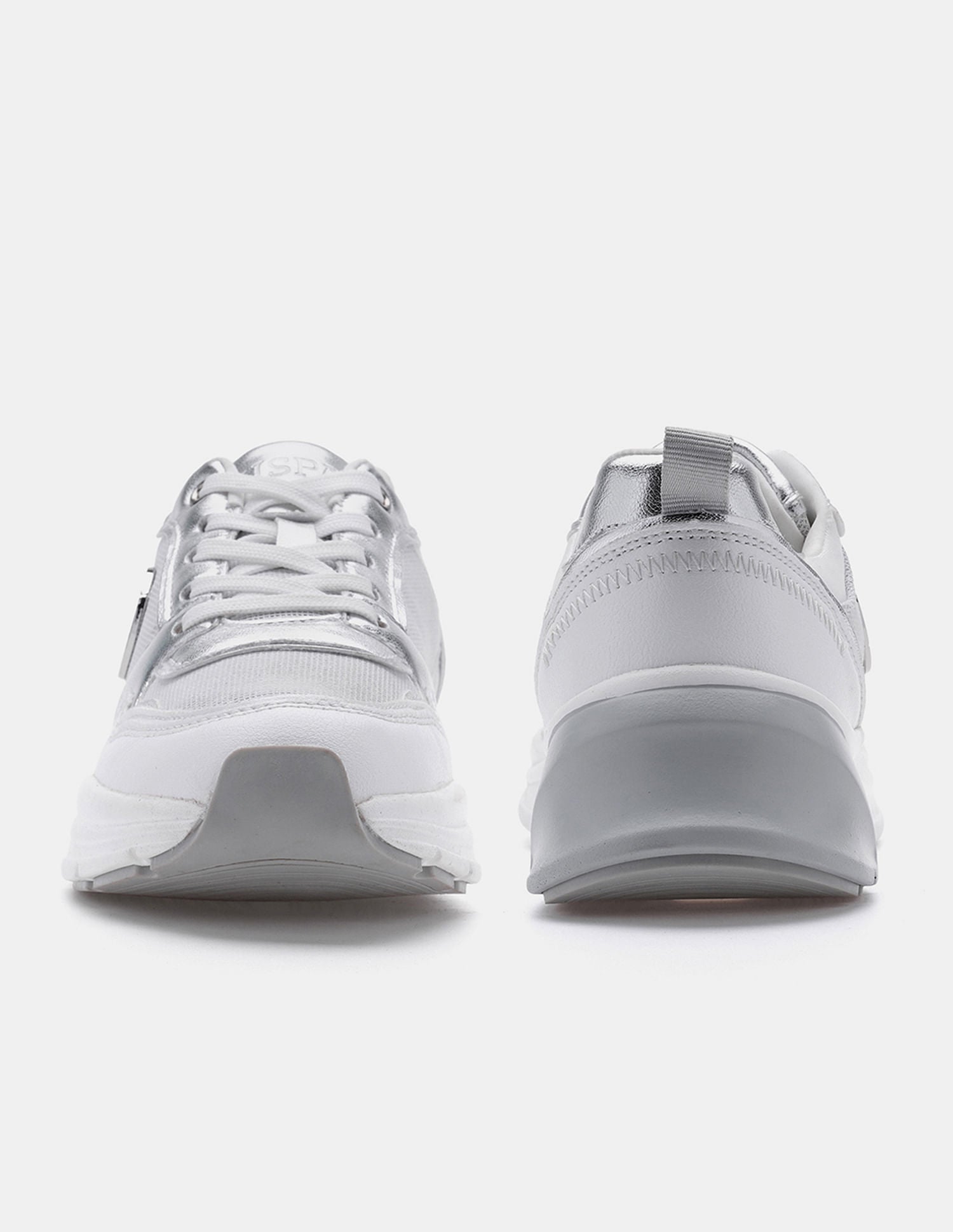 Women Lace Up Ginevra Sneakers Silver - U.S. POLO ASSN. | Large