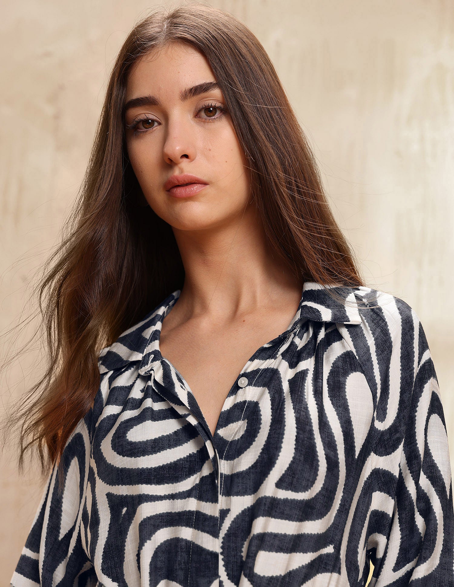 Abstract Printed Shirt Dress Black & White - U.S. POLO ASSN. | Large