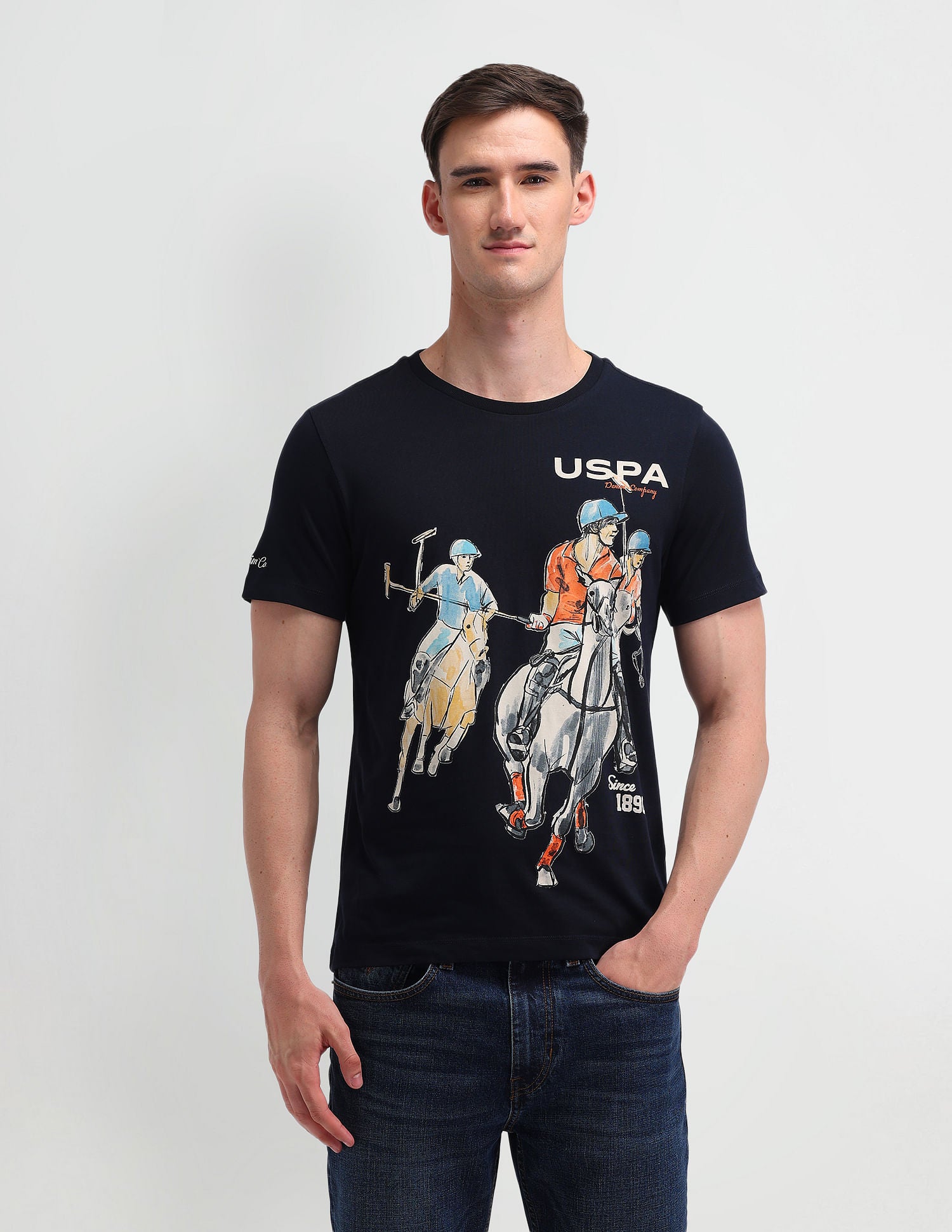 Muscle Fit Brand Print T-Shirt Navy - U.S. POLO ASSN. | Large