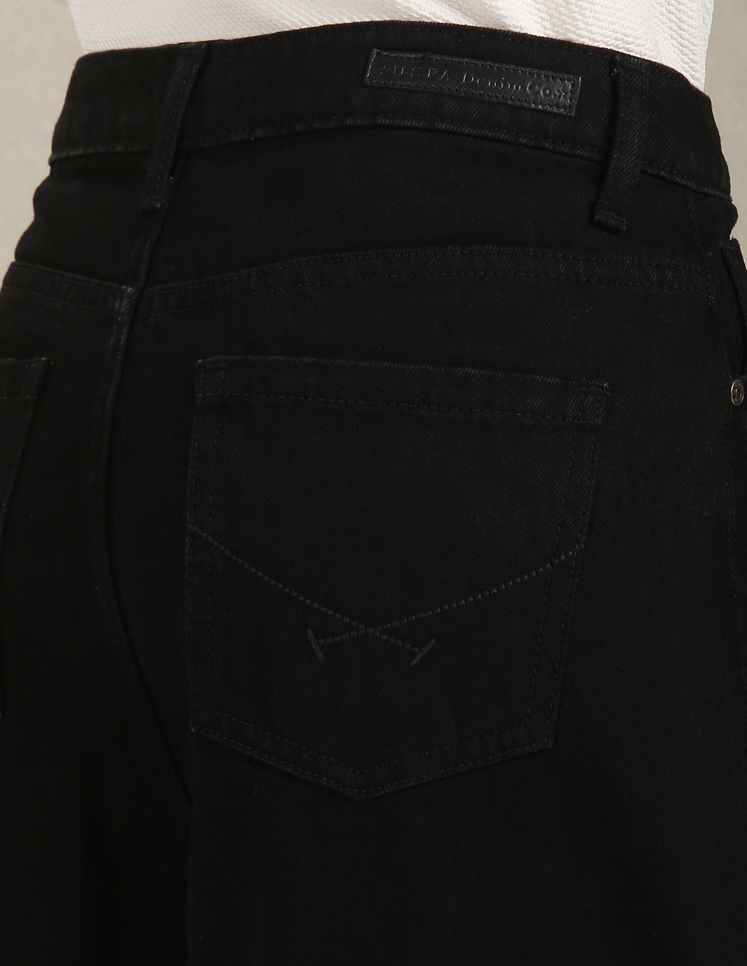 Wide Leg High Rise Jeans Black - U.S. POLO ASSN. | Large