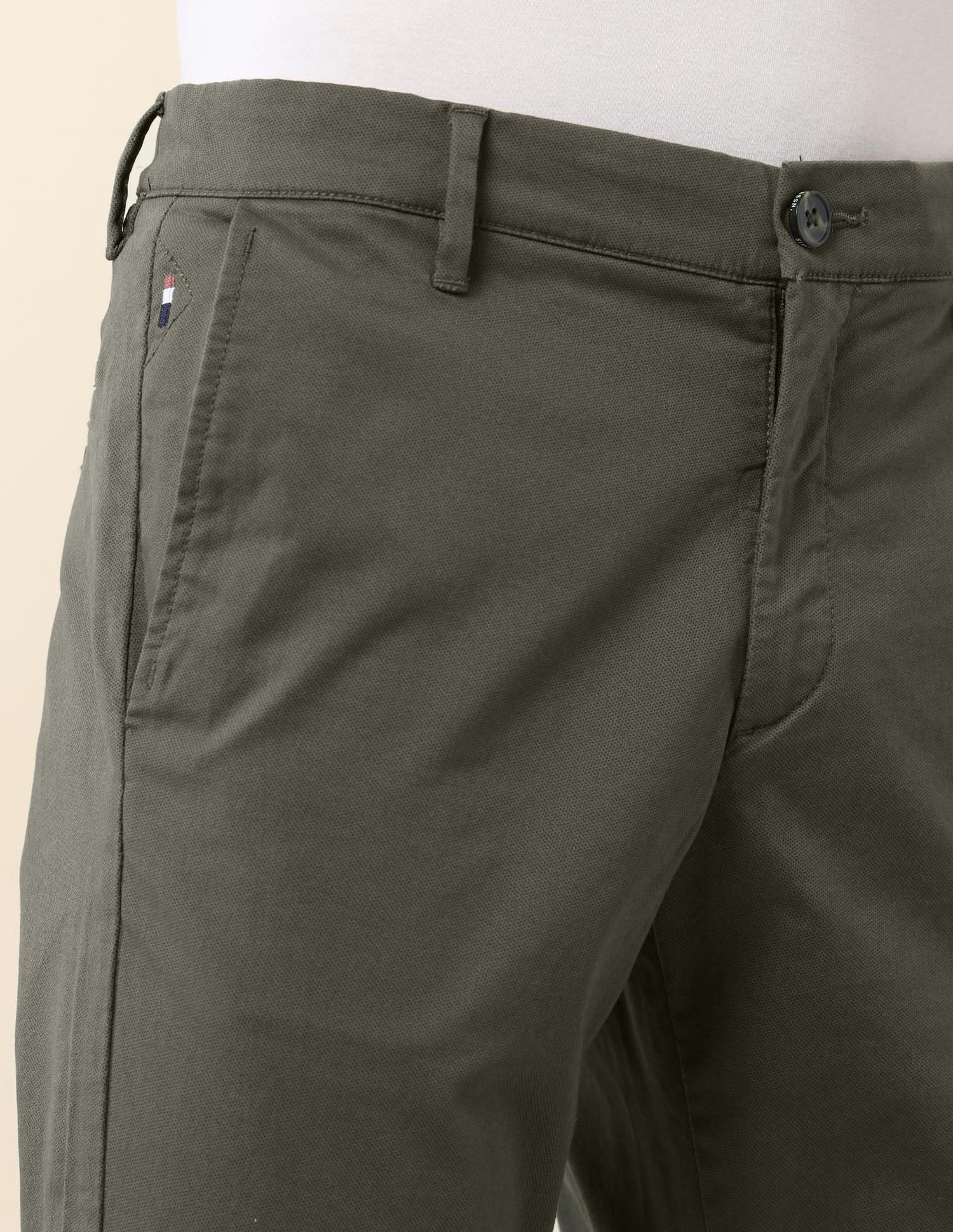 Denver Slim Fit Dobby Weave Trousers Olive - U.S. Polo Assn. India | Large