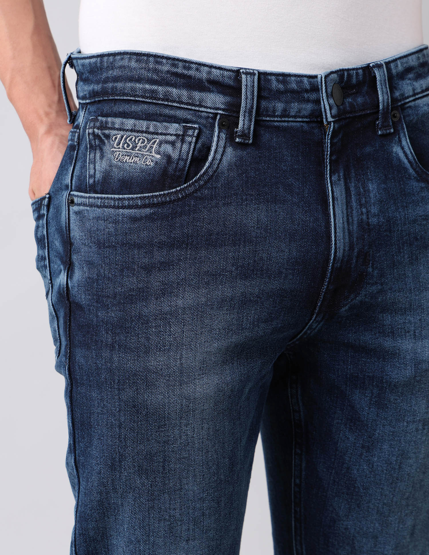 Cole Comfort Cropped Fit Blue Jeans Blue - U.S. Polo Assn. India | Large