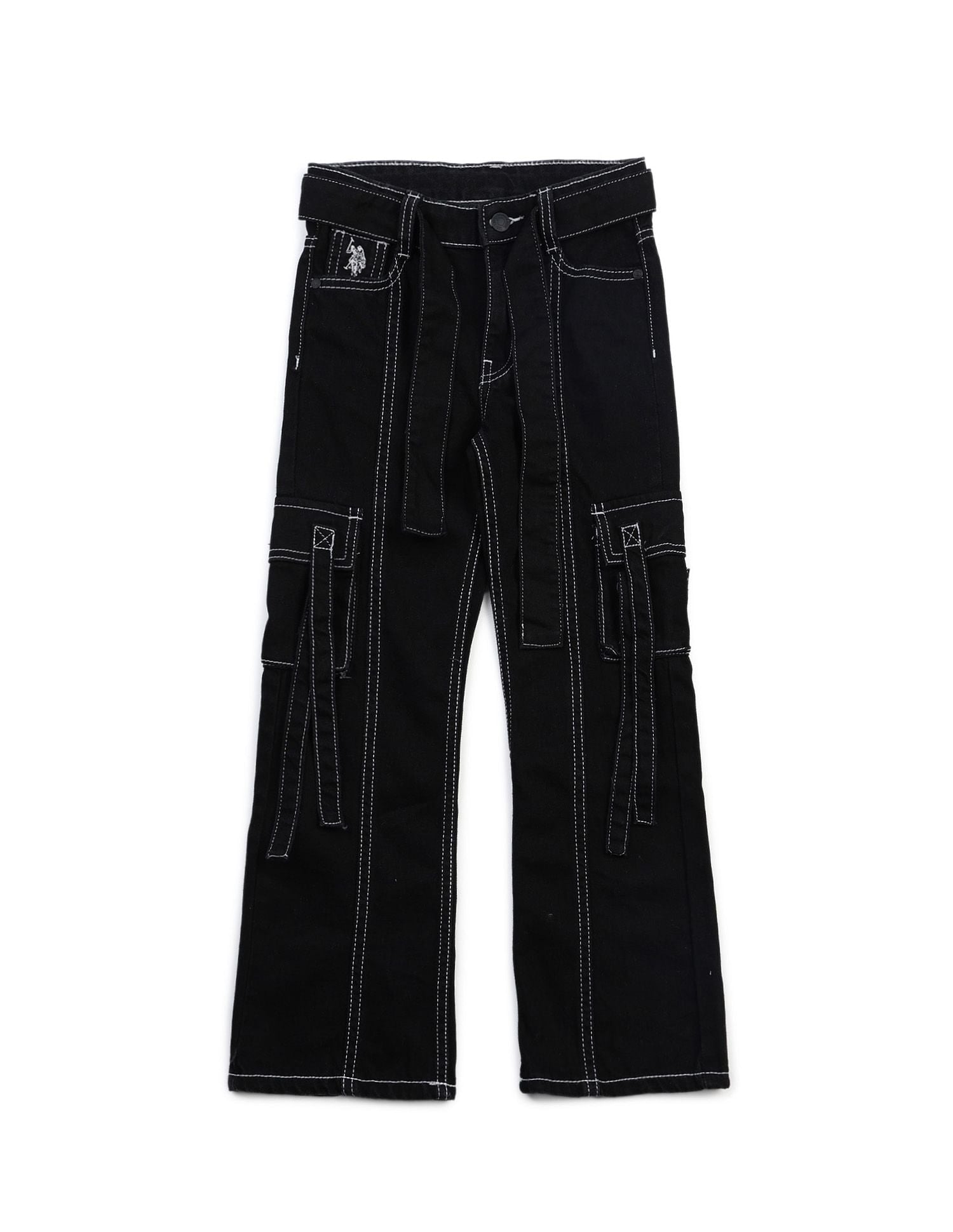 Girls Mid Rise Bootcut Jeans Black - U.S. POLO ASSN. | Large