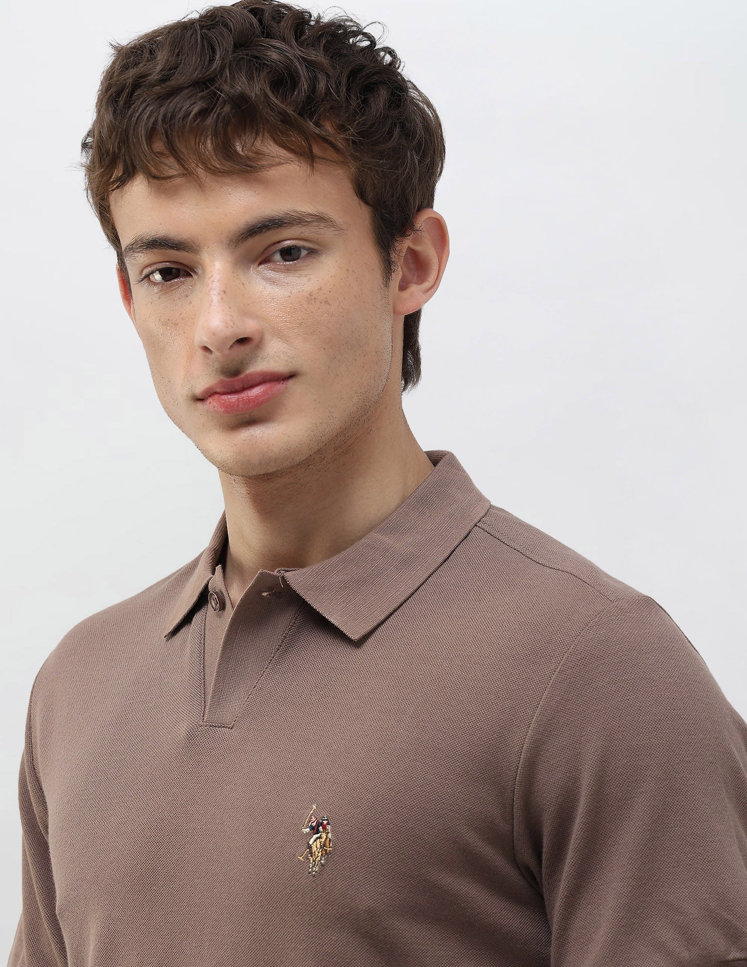 Solid Slim Fit Polo Shirt Brown - U.S. Polo Assn. India | Large