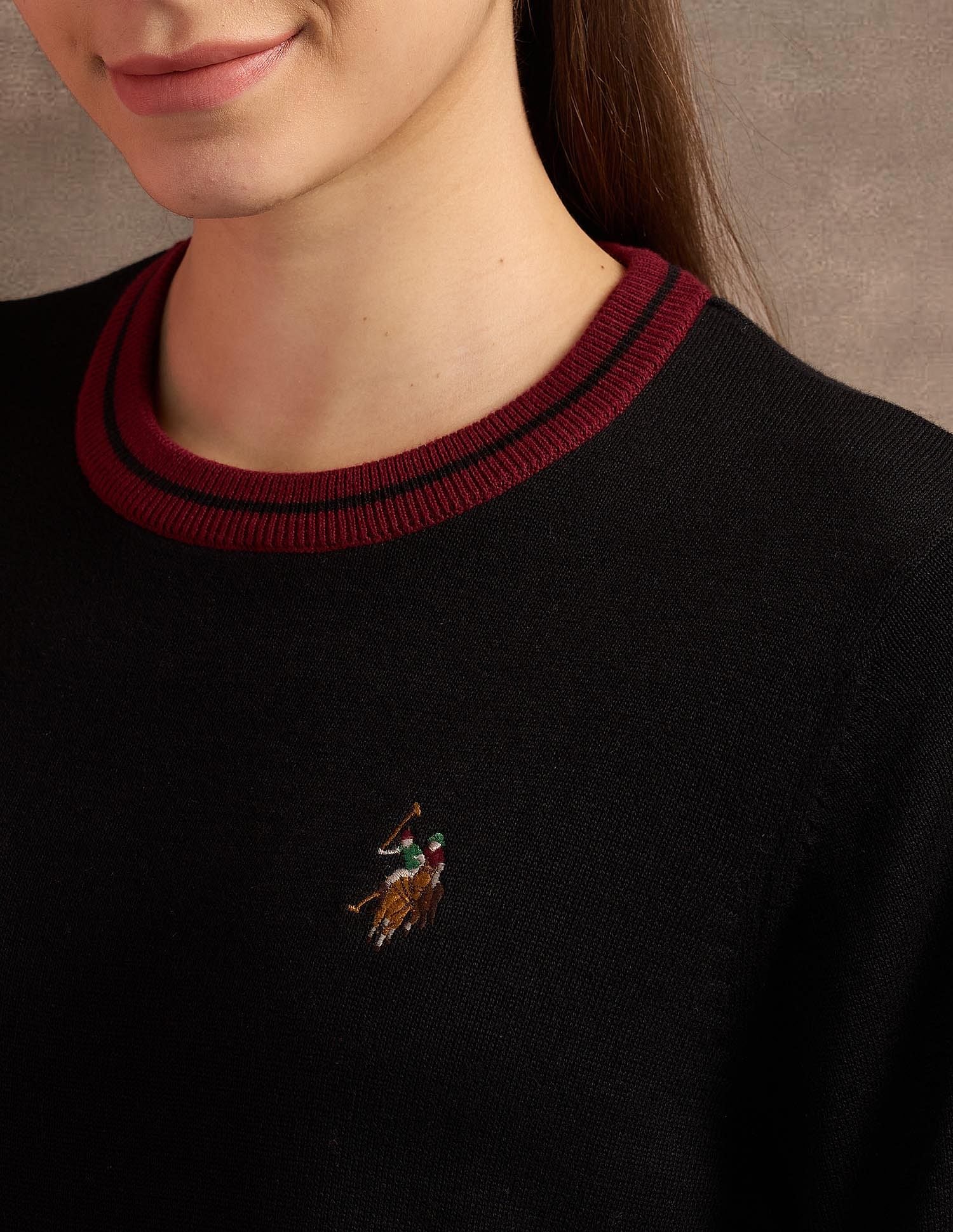 Drop Shoulders Cotton Sweater Black - U.S. POLO ASSN. | Large