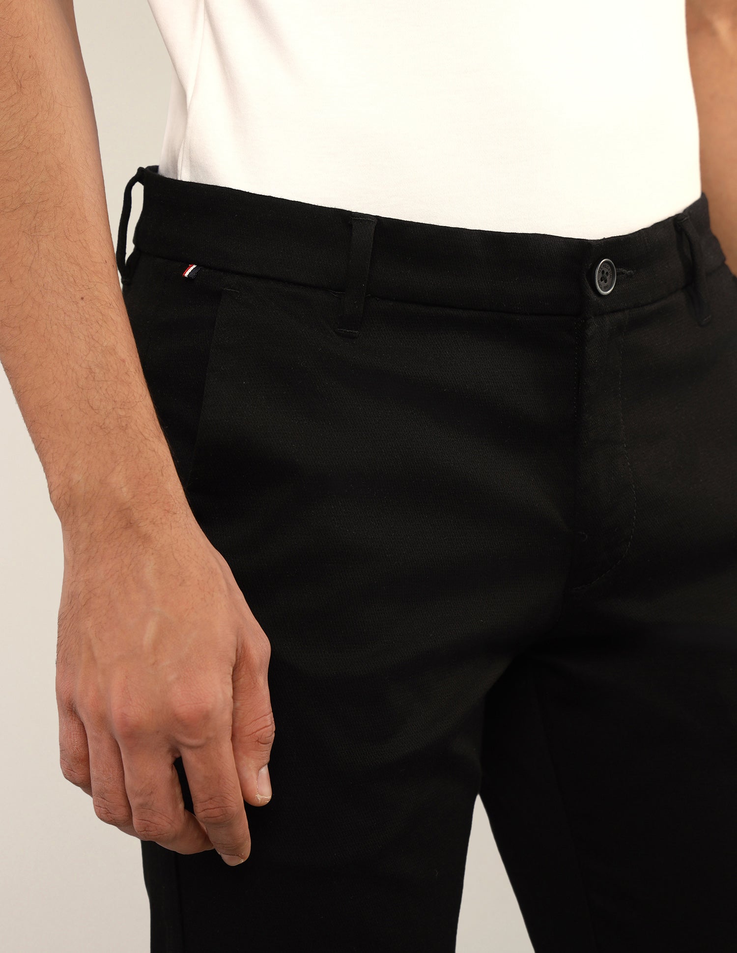 Denver Slim Fit Dobby Trousers Black - U.S. Polo Assn. India | Large