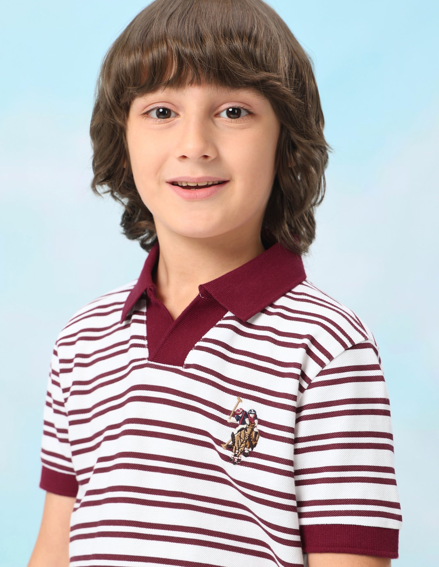 Horizontal Striped Regular Fit Polo Shirt Dark Maroon - U.S. Polo Assn. India | Large