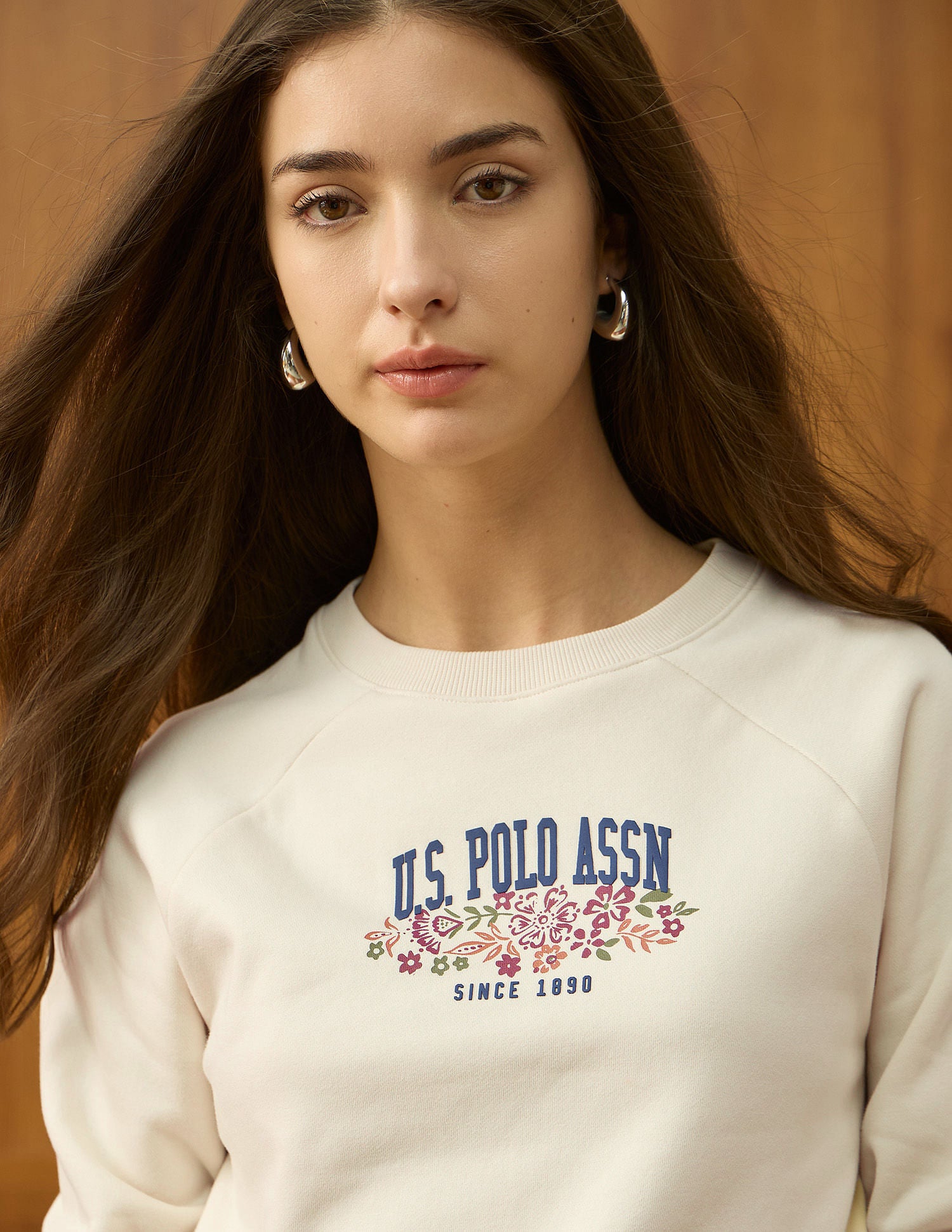 Raglan Fit Brand Printed Sweatshirt Ecru - U.S. Polo Assn. India | Large