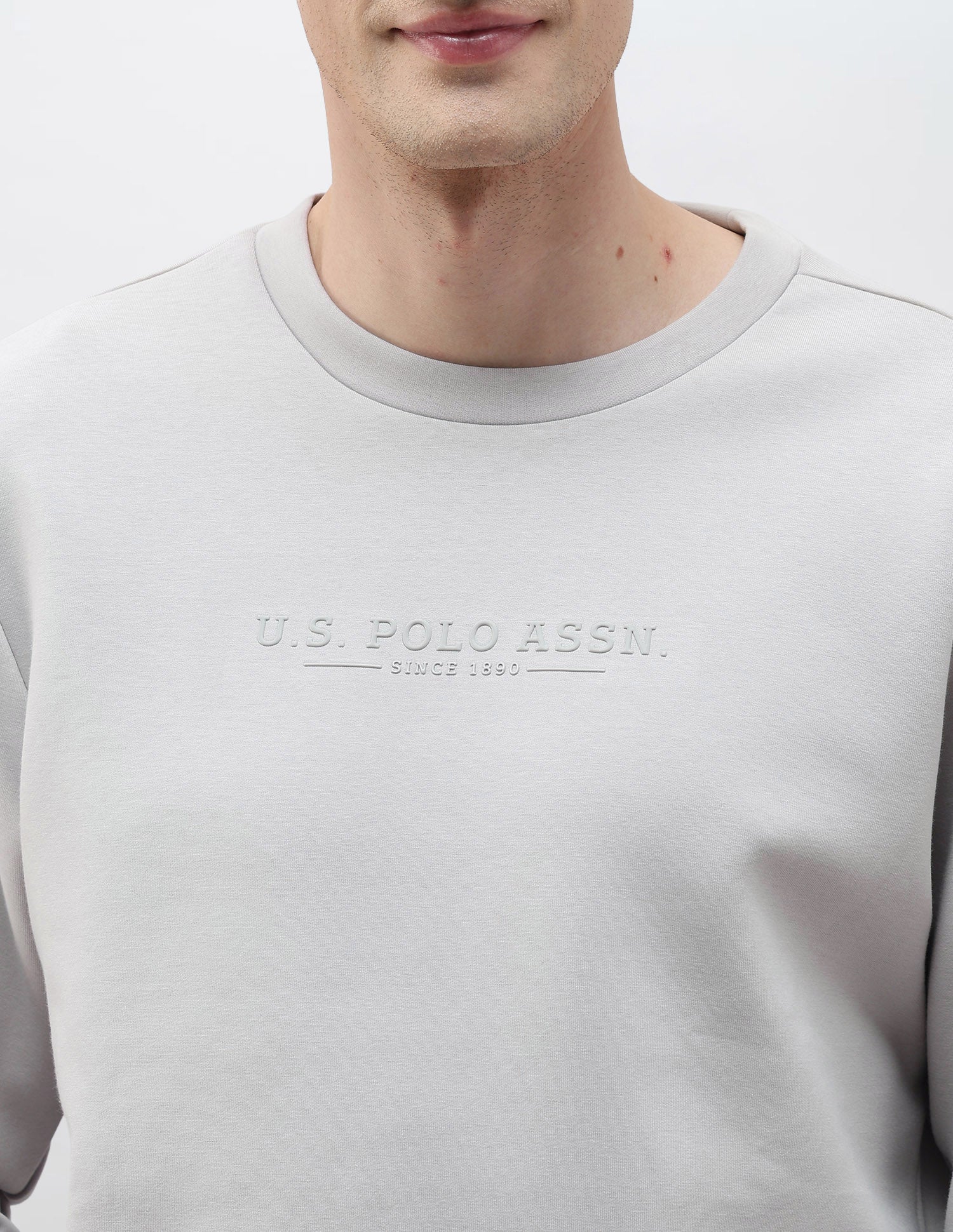 Solid Regular Fit Sweatshirt Light Grey - U.S. POLO ASSN. | Large