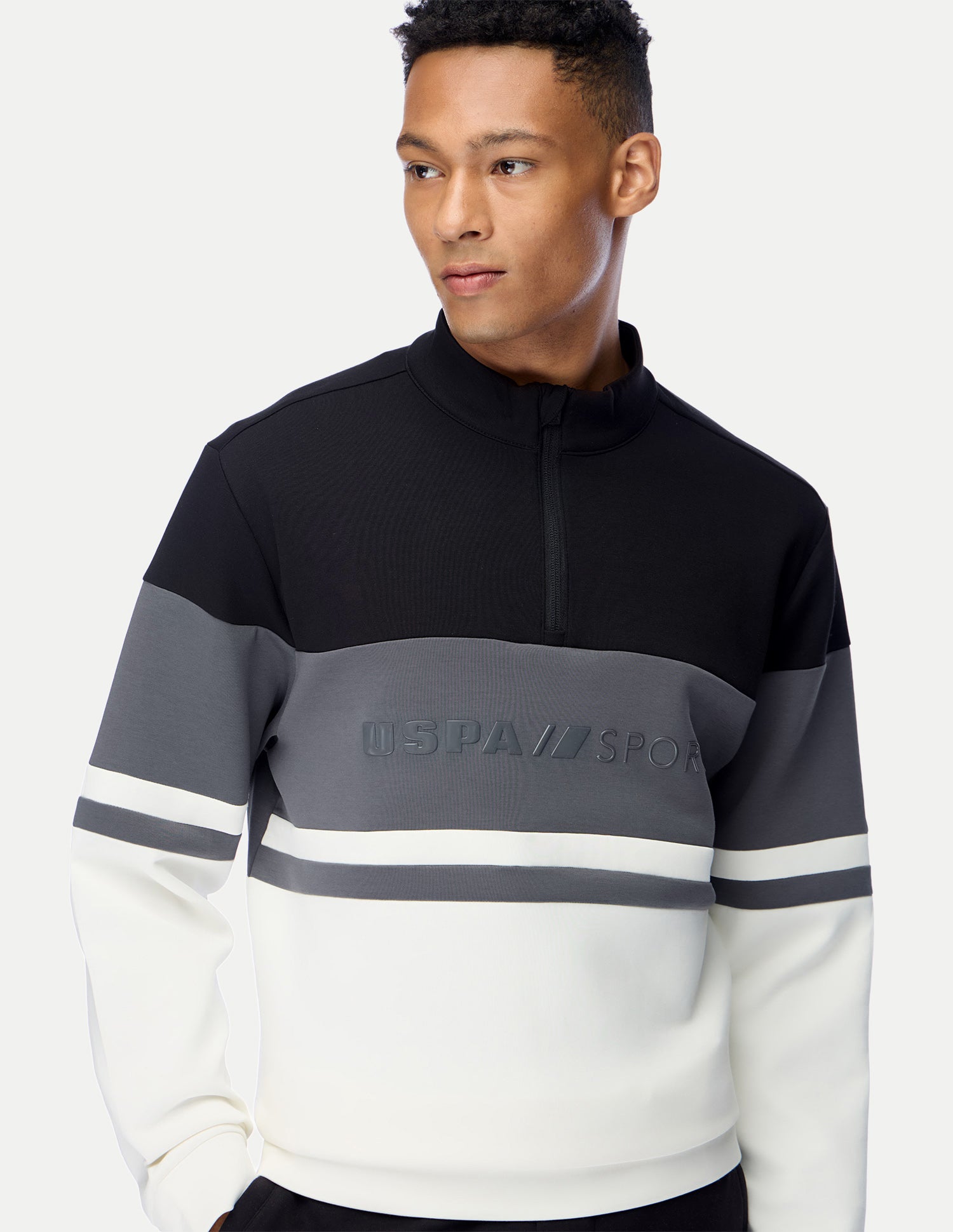 Brand Embossed Slim Fit Active Sweatshirt Black - U.S. Polo Assn. India | Large