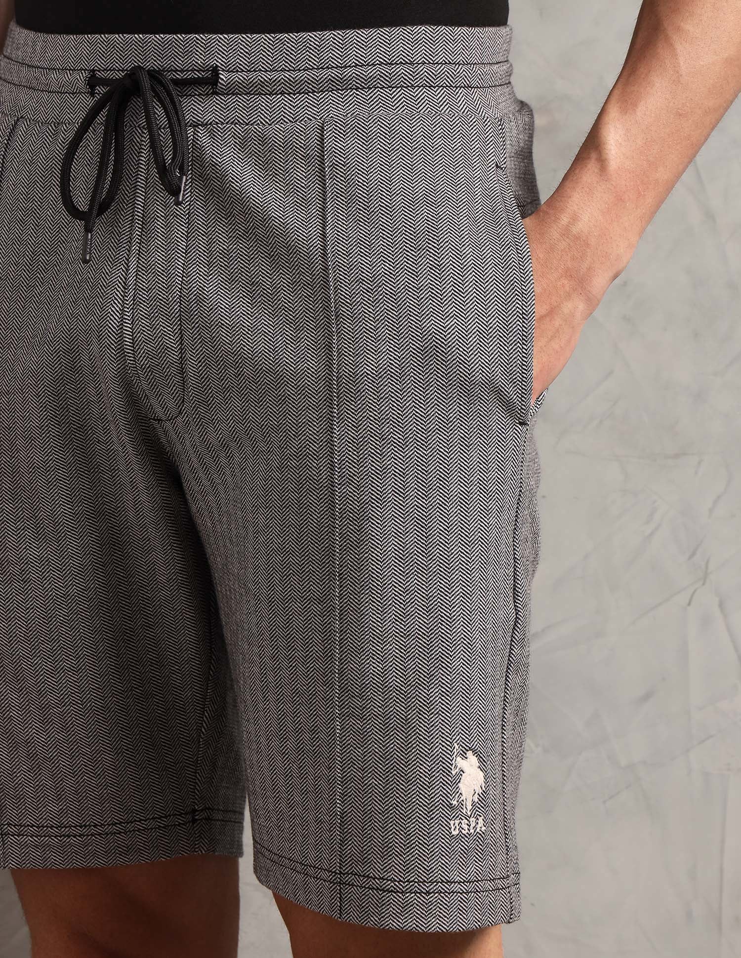 Chevron Slim Fit PS004-PL Lounge Shorts - Pack of 1 Black - U.S. Polo Assn. India | Large