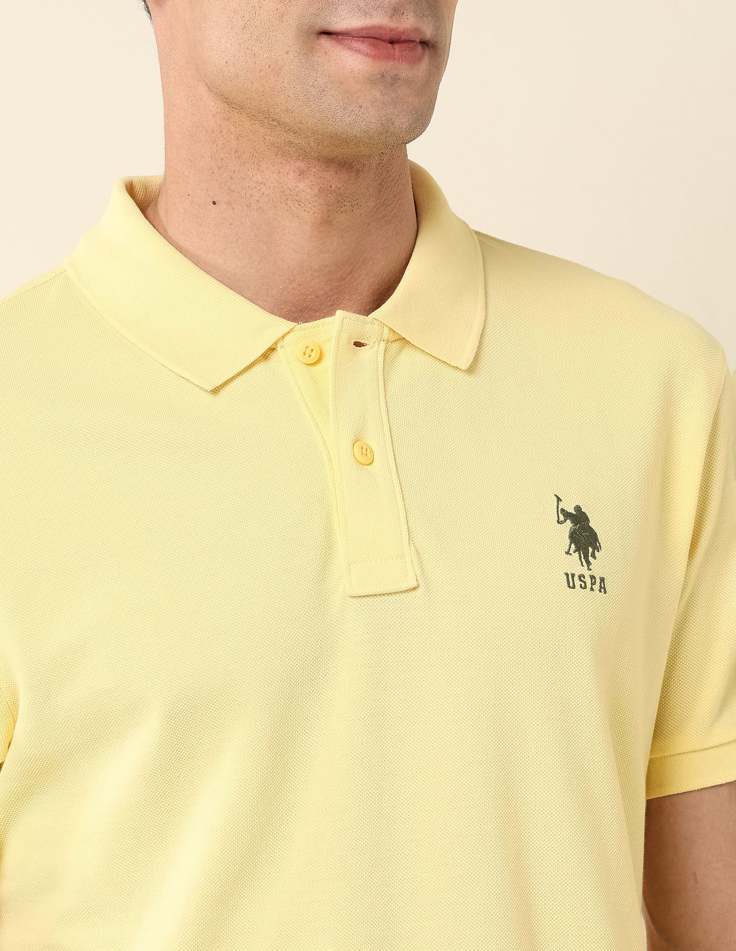 Slim Fit Pure Cotton Polo Shirt Yellow - U.S. Polo Assn. India | Large