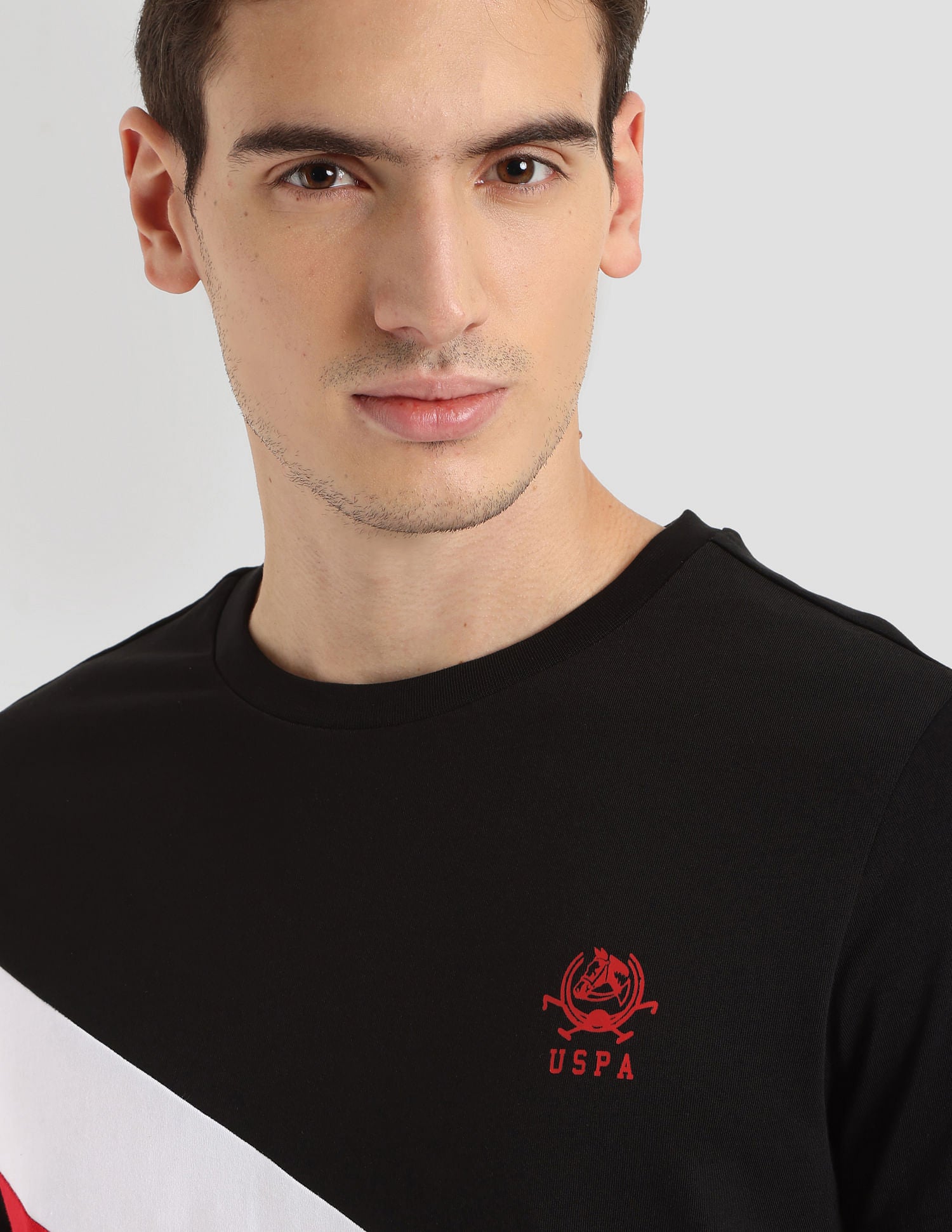 Diagonal Colour Block Active T-Shirt Black - U.S. Polo Assn. India | Large