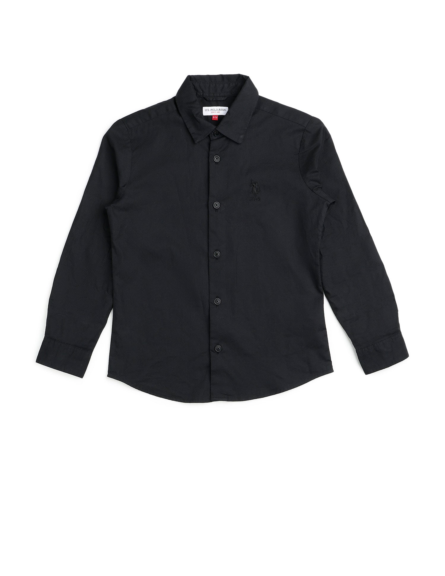 Boys Textured Pure Cotton Shirt Black - U.S. POLO ASSN. | Large
