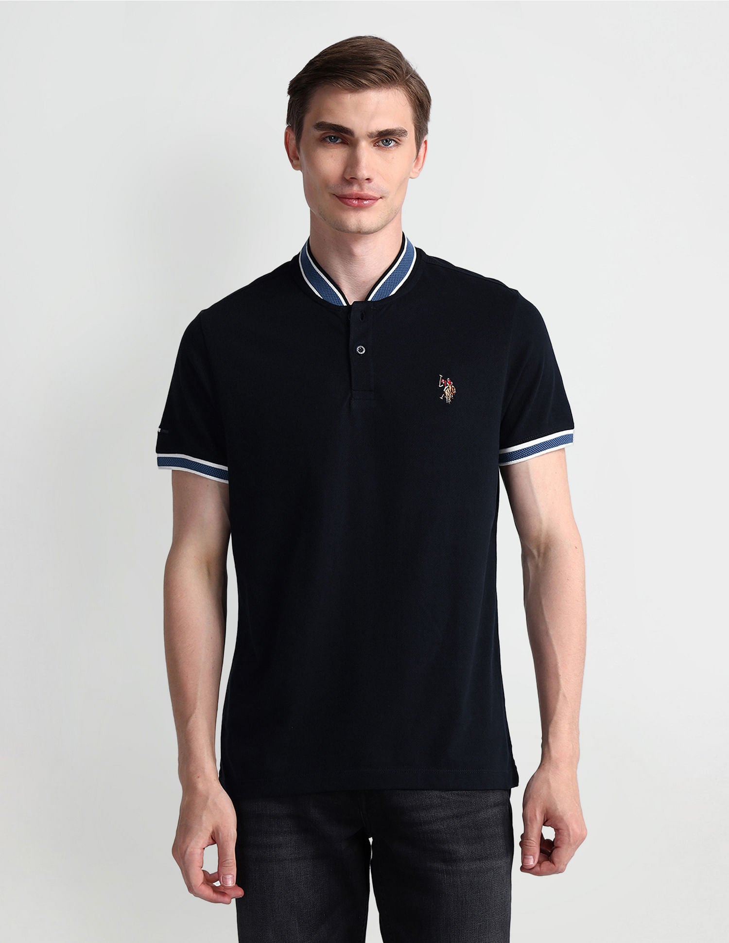 Solid Muscle Fit Polo Shirt Navy - U.S. Polo Assn. India | Large