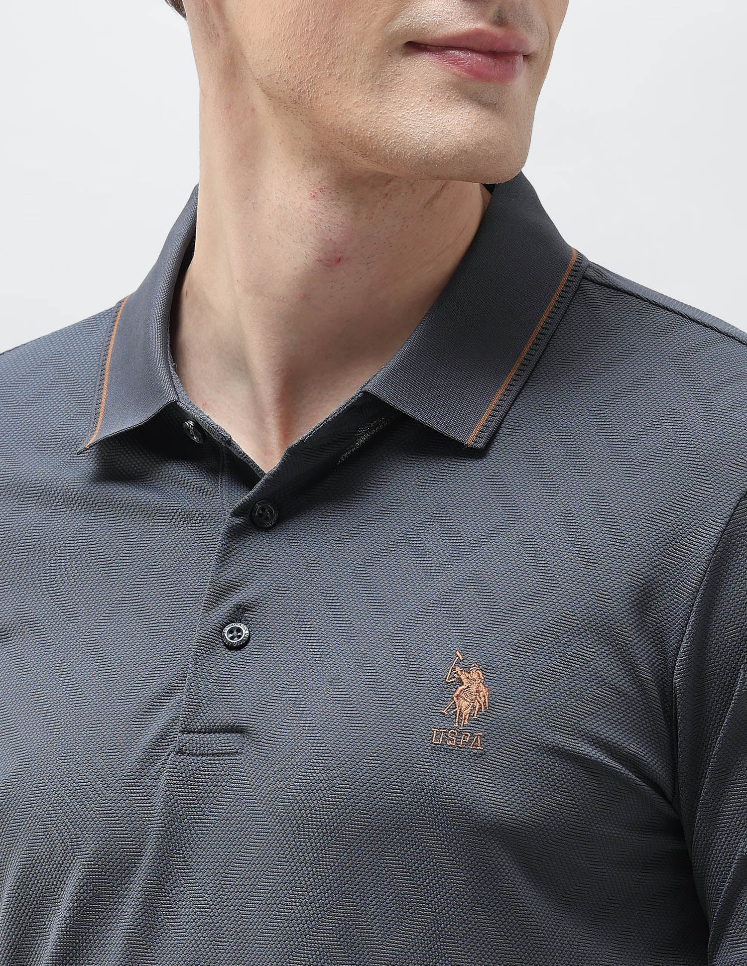 Textured Regular Fit Polo Shirt Dark Grey - U.S. POLO ASSN. | Large