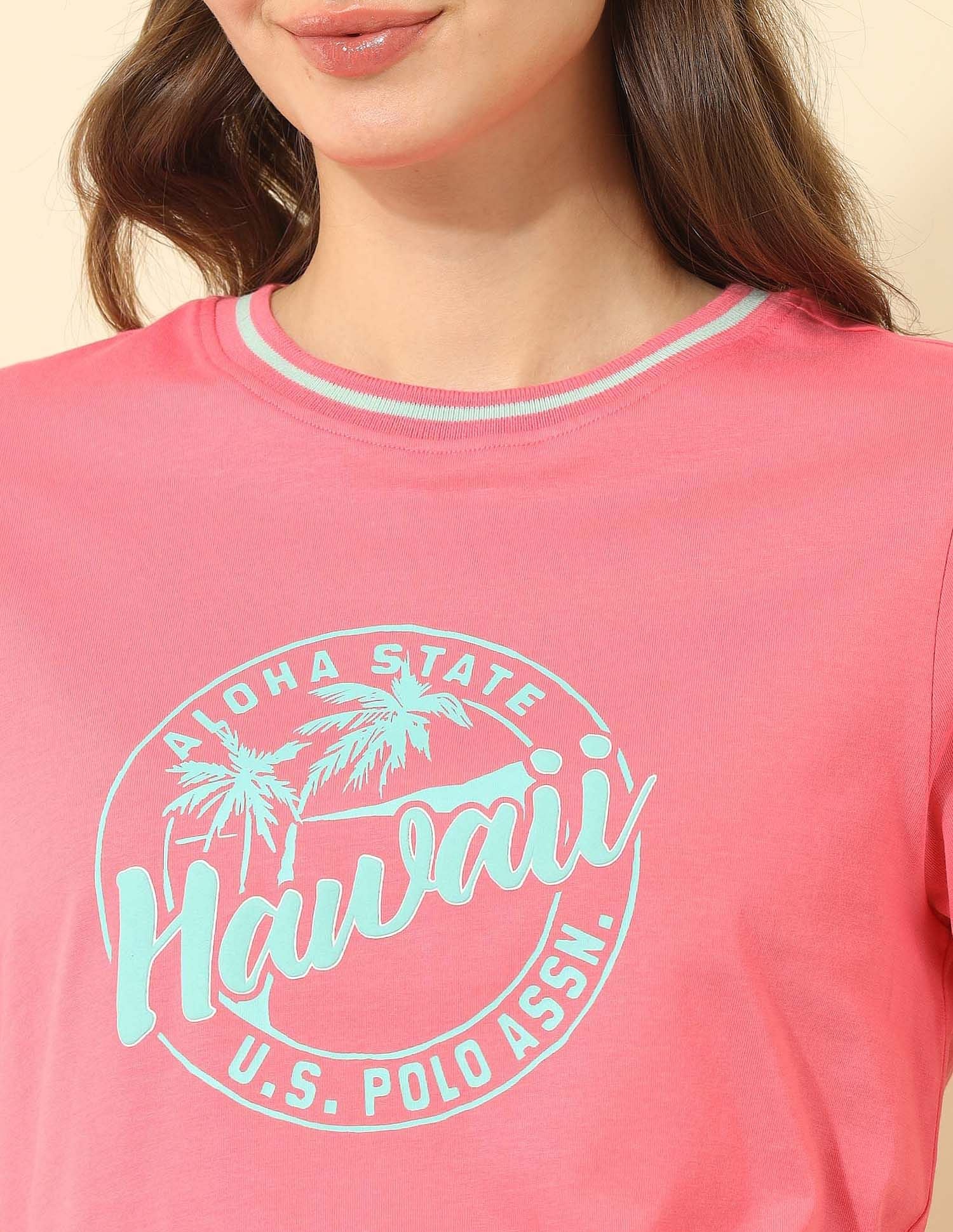 Regular Fit Brand Printed T-Shirt Pink - U.S. POLO ASSN. | Large