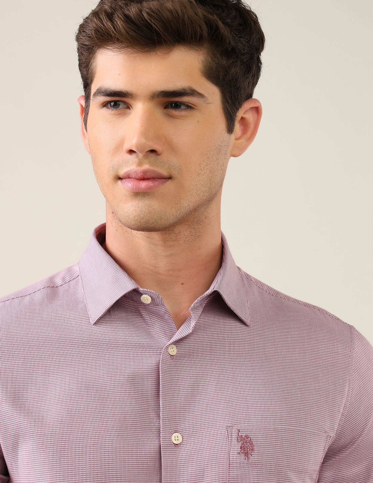 Textured Tailored Fit Shirt Pink - U.S. Polo Assn. India | Large