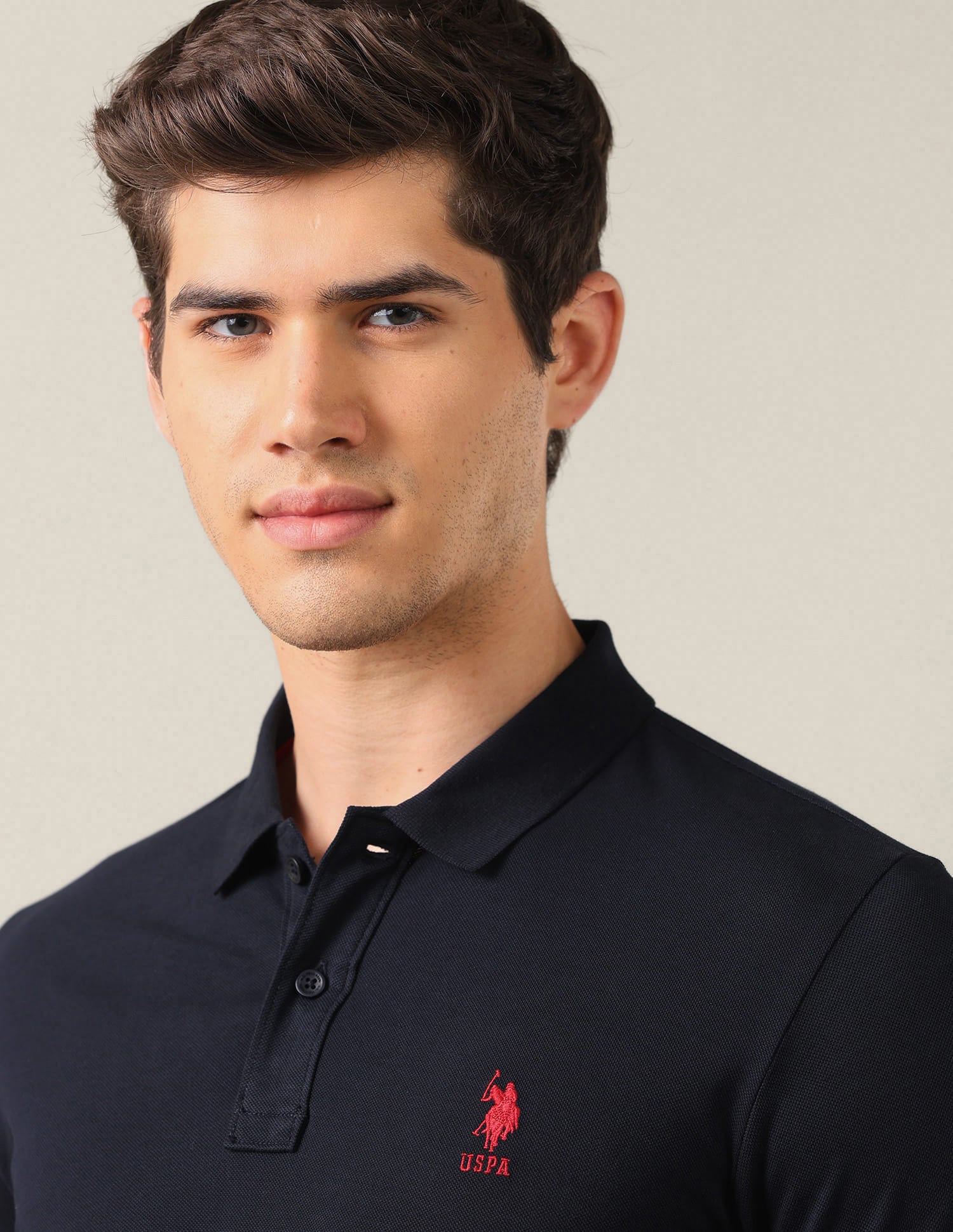Brand Embroidered Slim Fit Polo Shirt Blue - U.S. Polo Assn. India | Large