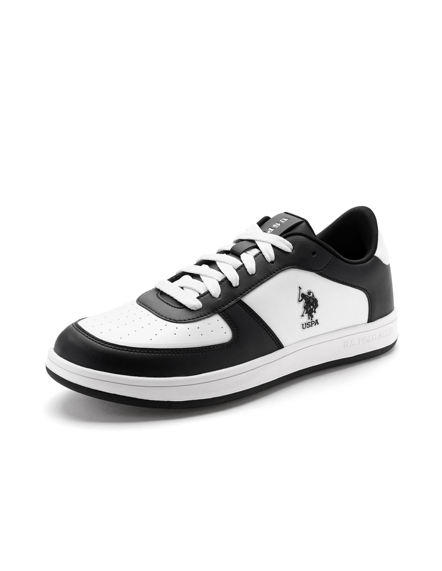 Men Rein 2.0 Black Retro Court Sneakers Black and White - U.S. Polo Assn. India | Large