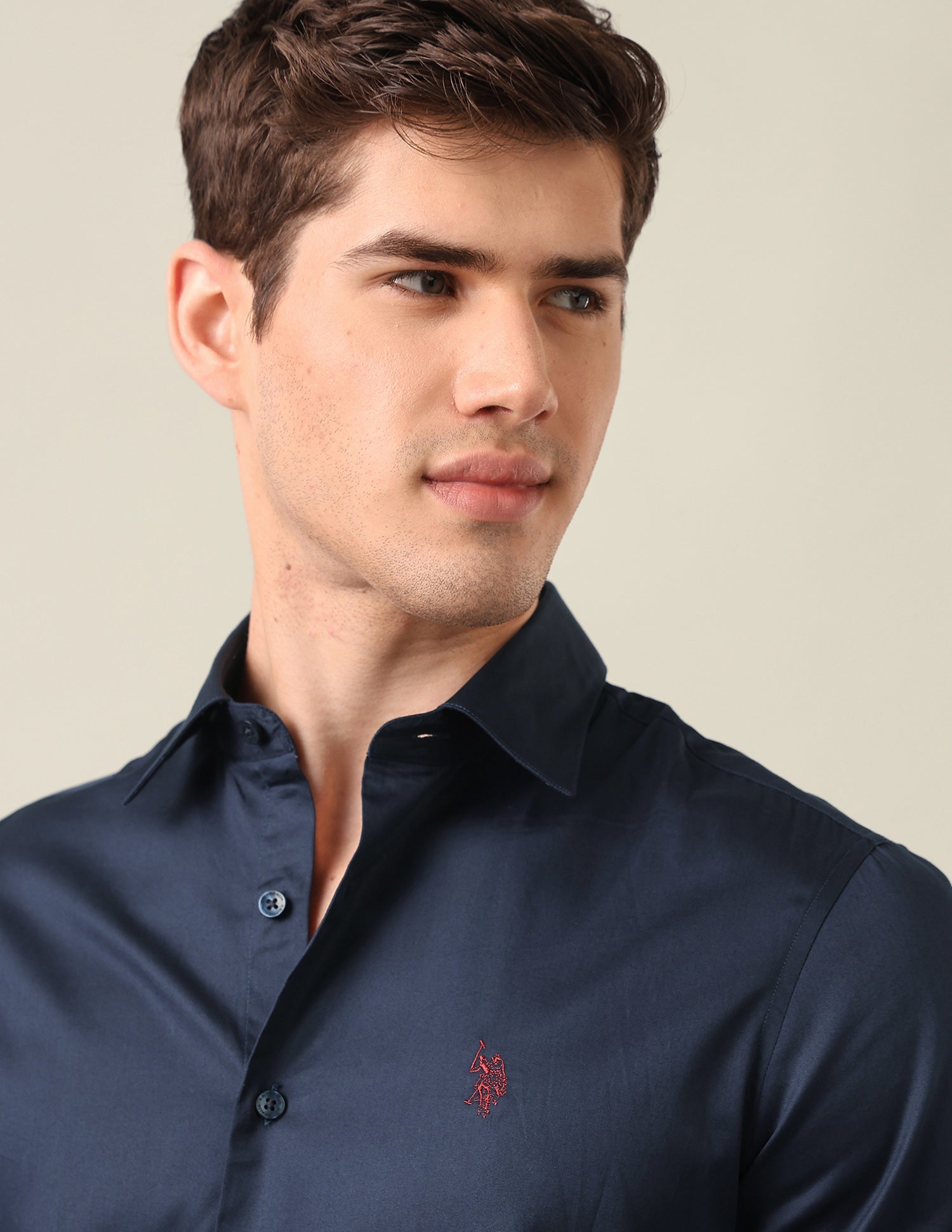 Satin Tailored Fit Shirt Navy - U.S. Polo Assn. India | Large
