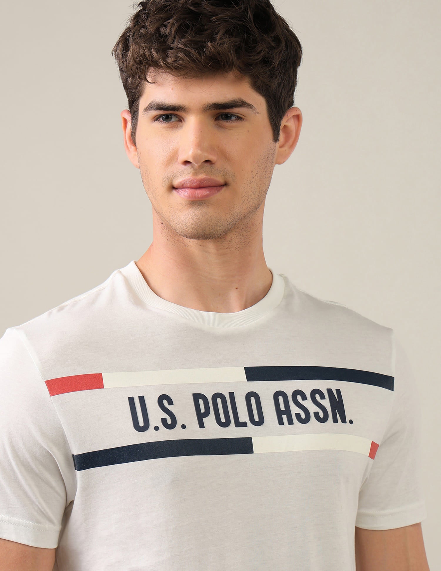 Brand Printed Regular Fit T-Shirt White - U.S. Polo Assn. India | Large