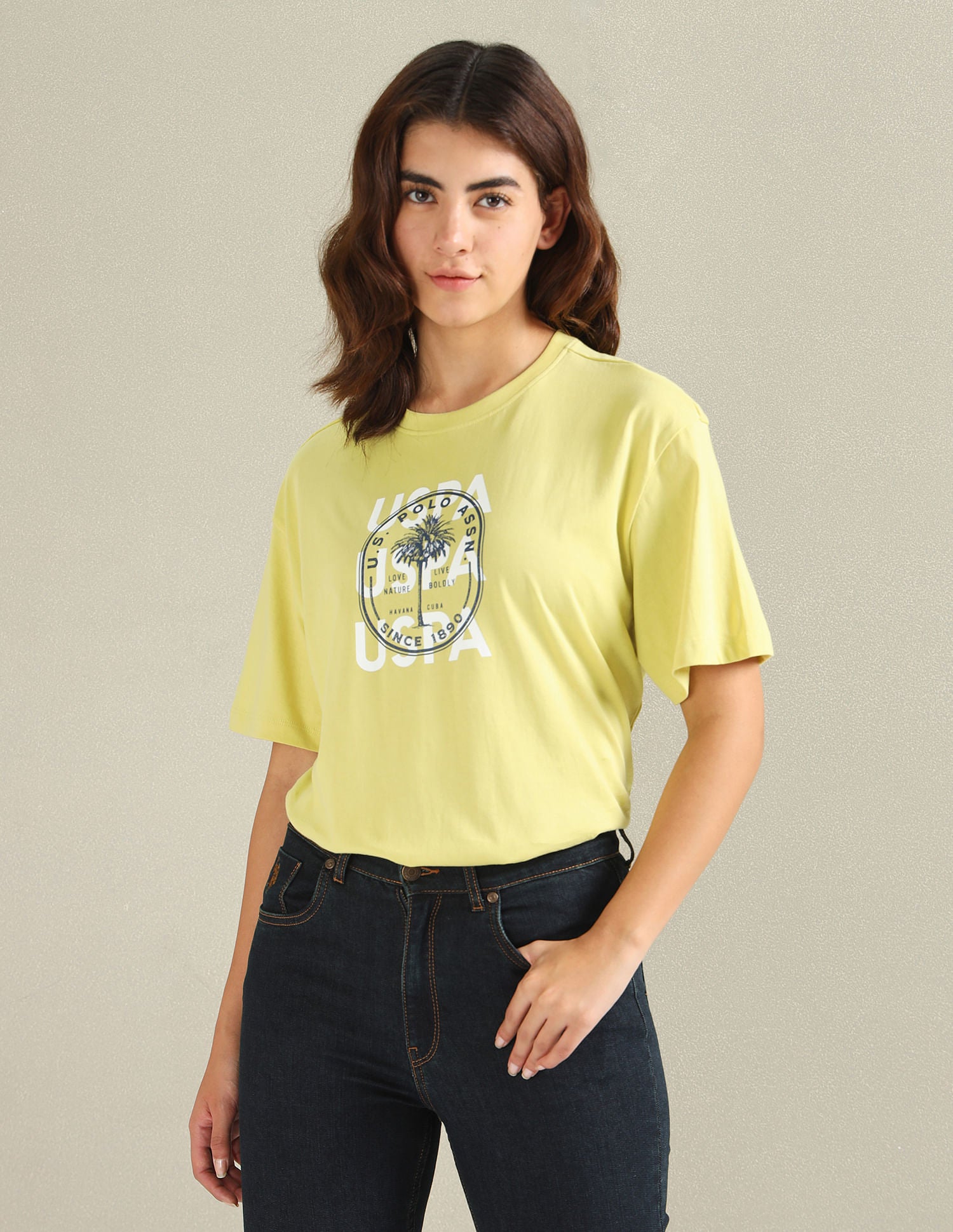 Pure Cotton Boyfriend T-Shirt Yellow - U.S. POLO ASSN. | Large