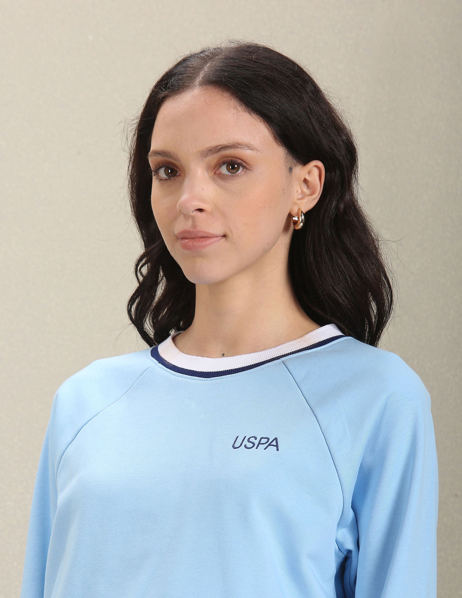 Crew Neck Raglan Sleeve Sweatshirt Light Blue - U.S. Polo Assn. India | Large