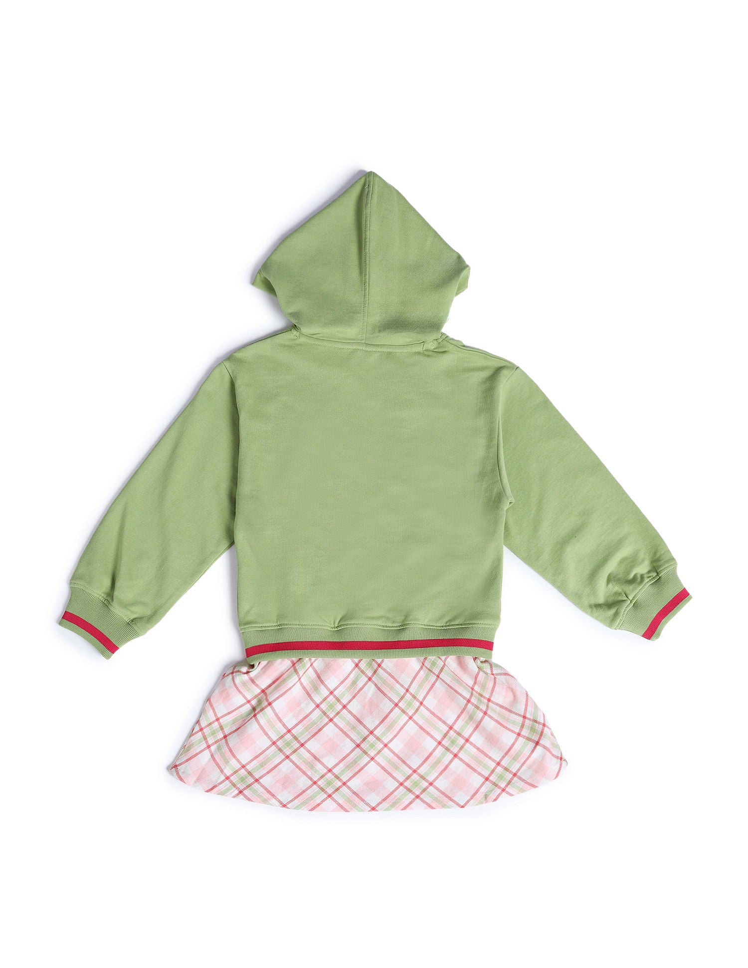 Girls Hooded Checked Dress Sage Green - U.S. POLO ASSN. | Large