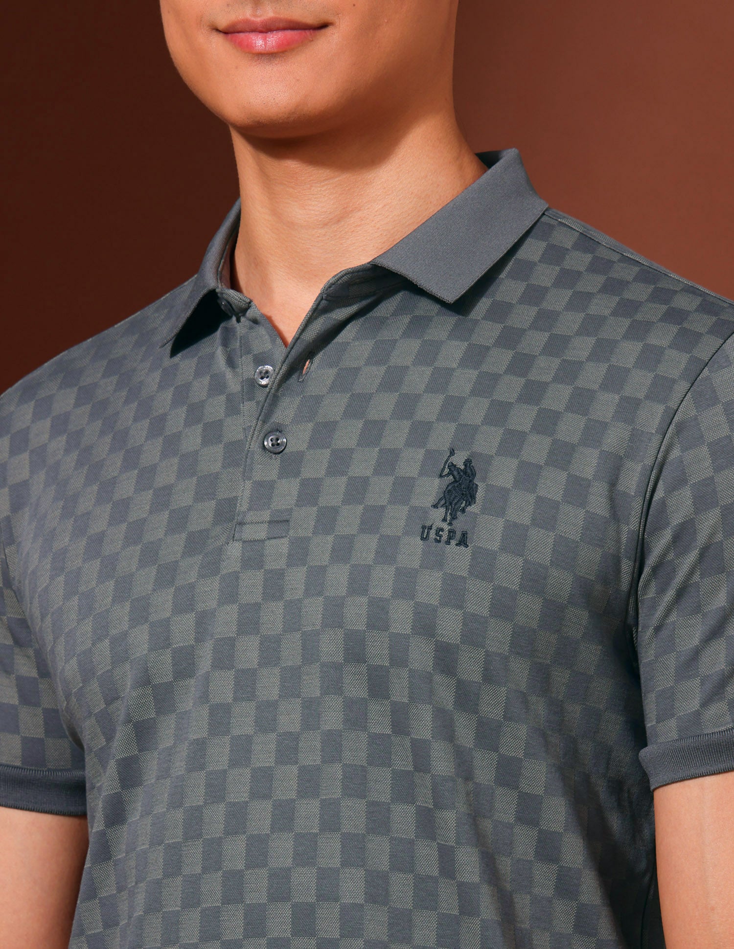 Checked Slim Fit Polo Shirt Dark Grey - U.S. Polo Assn. India | Large
