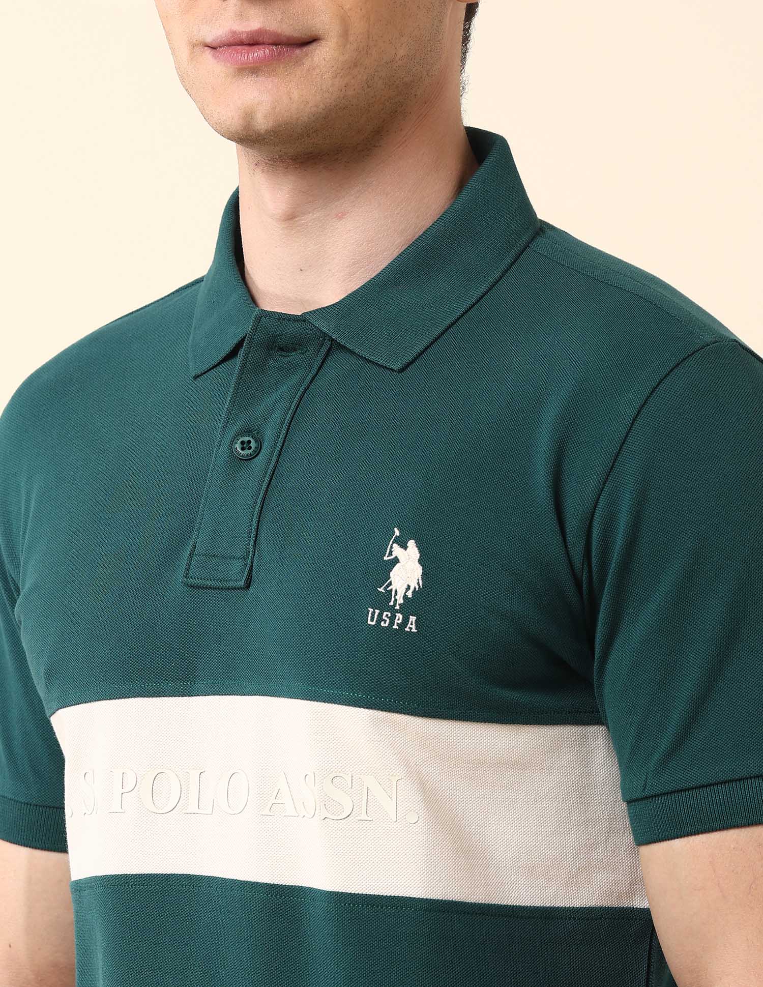 Brand Embossed Classic Polo Shirt Dark Green - U.S. Polo Assn. India | Large