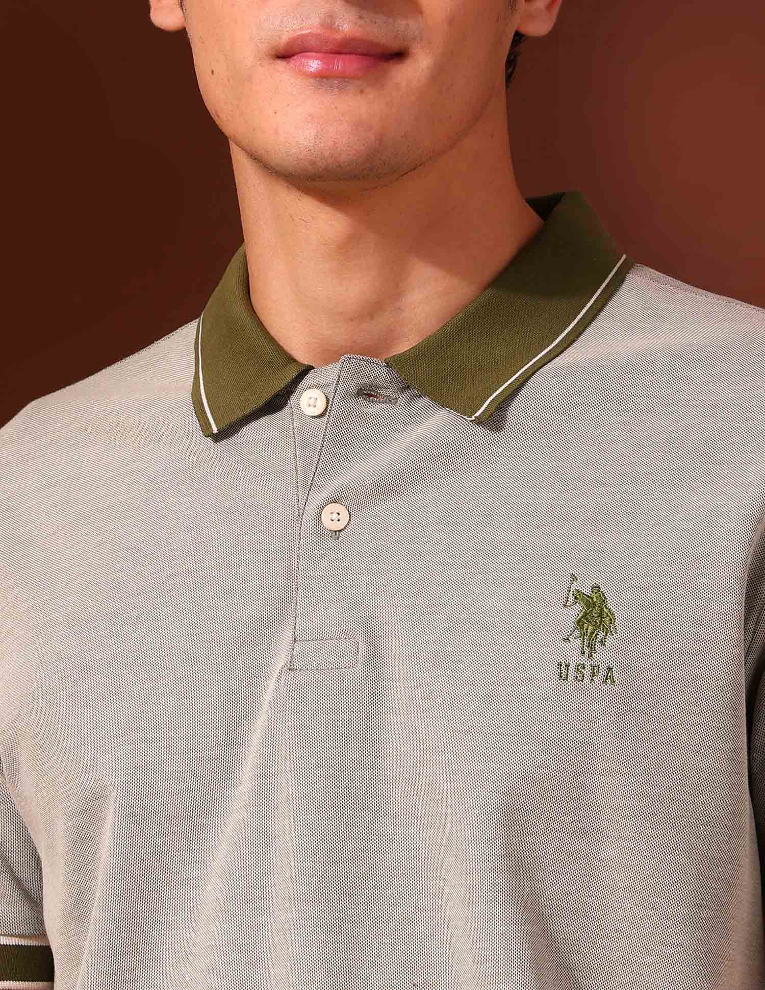 Solid Work and Wander Polo Shirt Light Olive - U.S. Polo Assn. India | Large