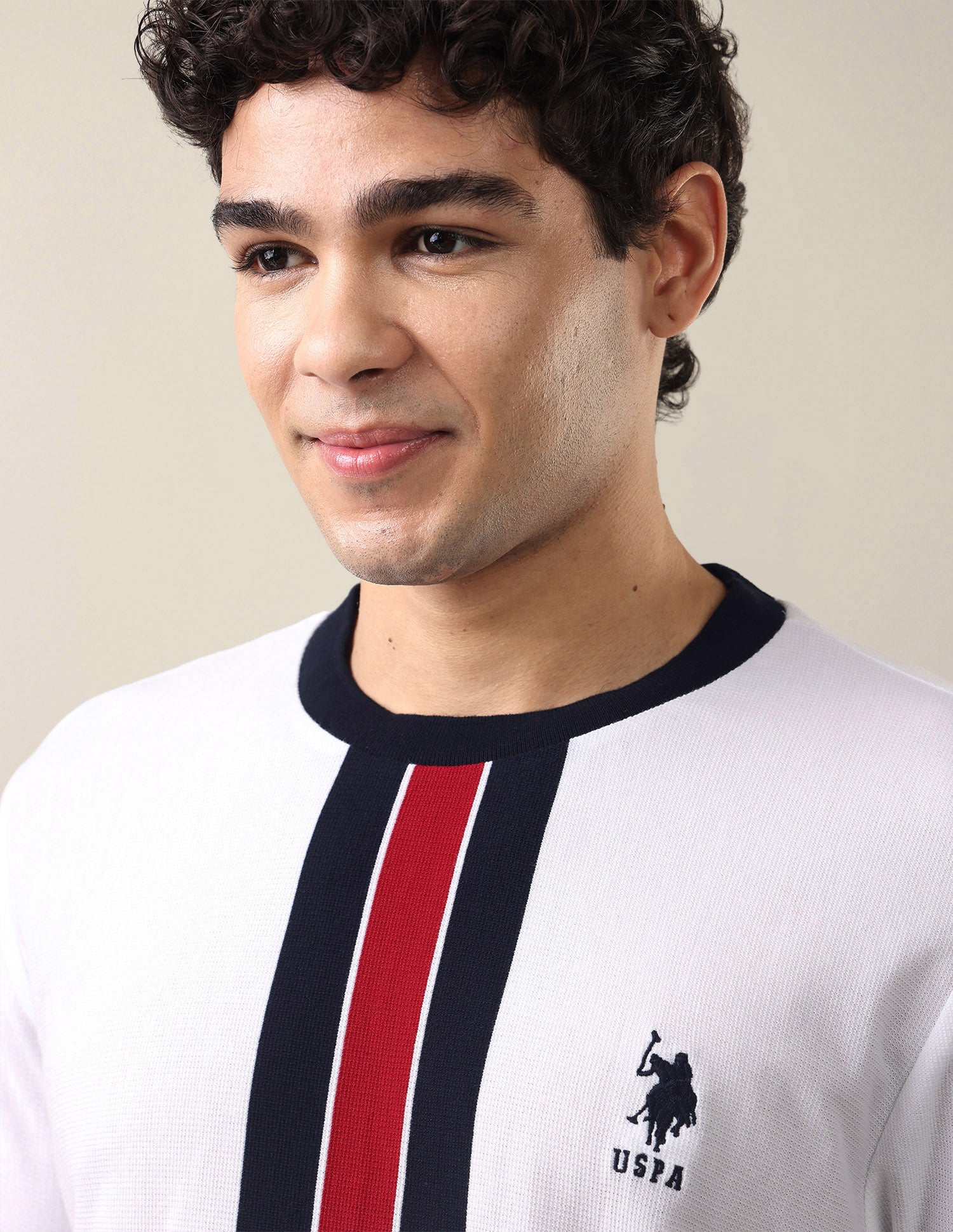 Vertical Striped Slim Fit T-Shirt White - U.S. Polo Assn. India | Large
