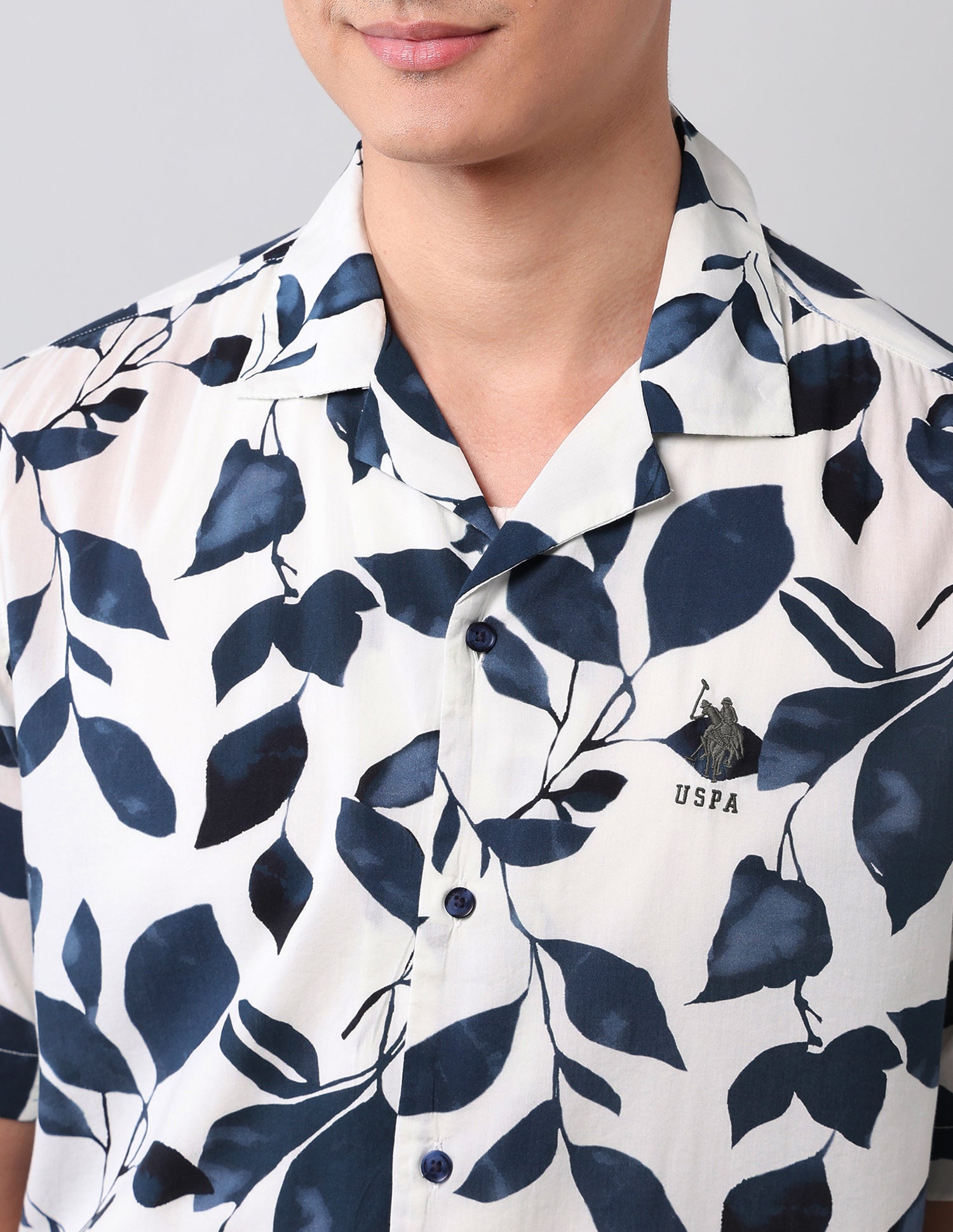 Relaxed Fit Tropical Printed Shirt Navy - U.S. Polo Assn. India | Large