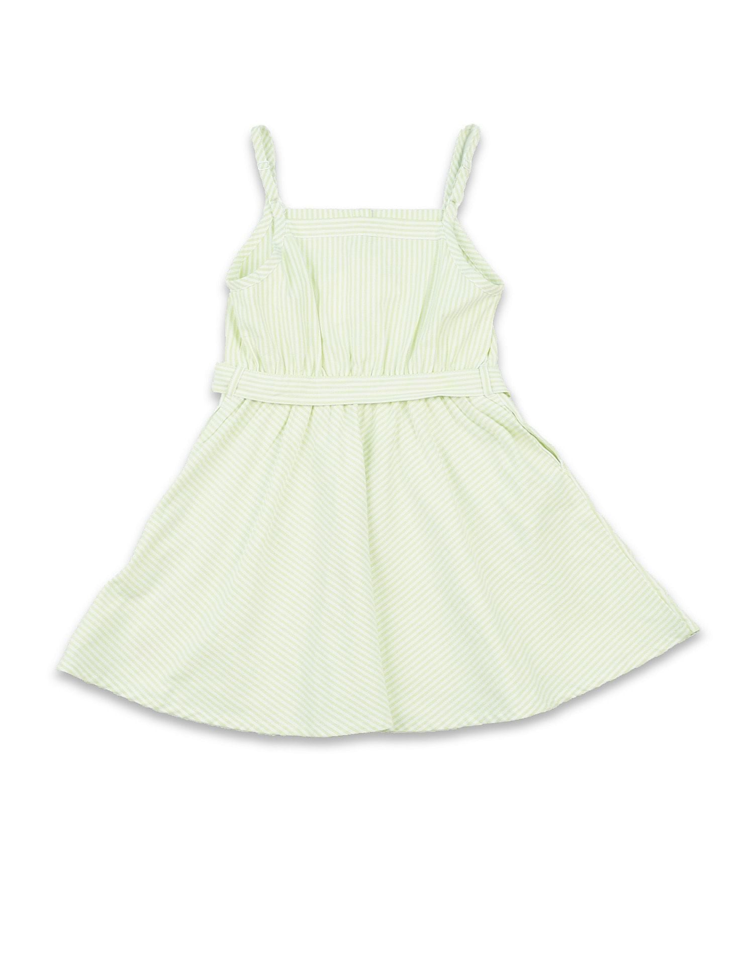 Girls Vertical Striped Mini Dress Green - U.S. POLO ASSN. | Large