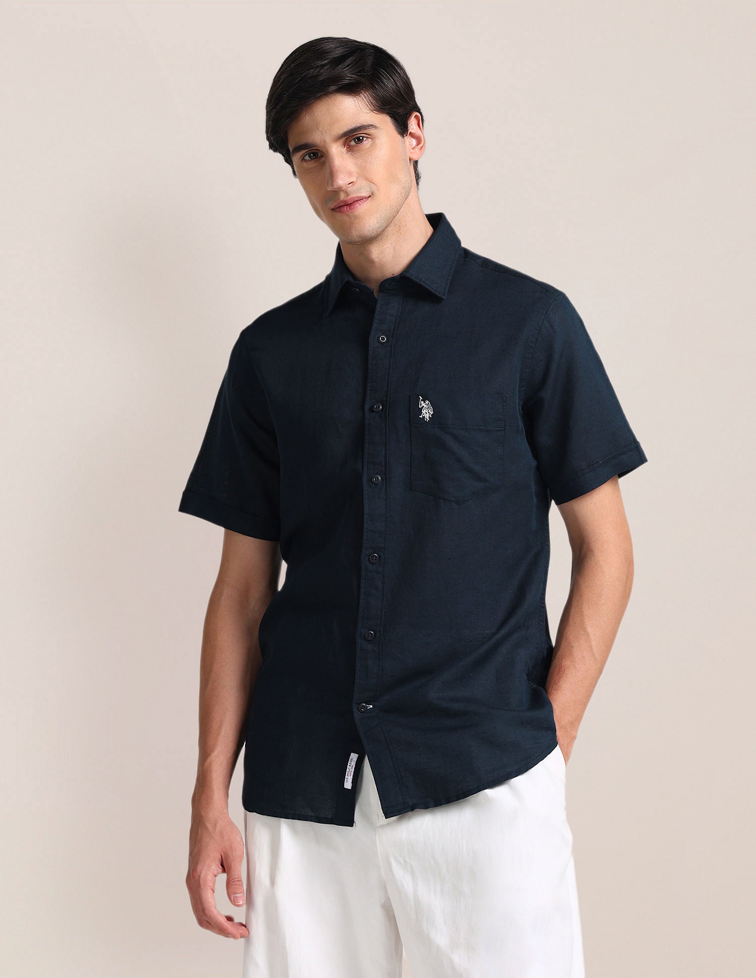 Solid Tailored Fit Shirt Navy - U.S. POLO ASSN. | Large