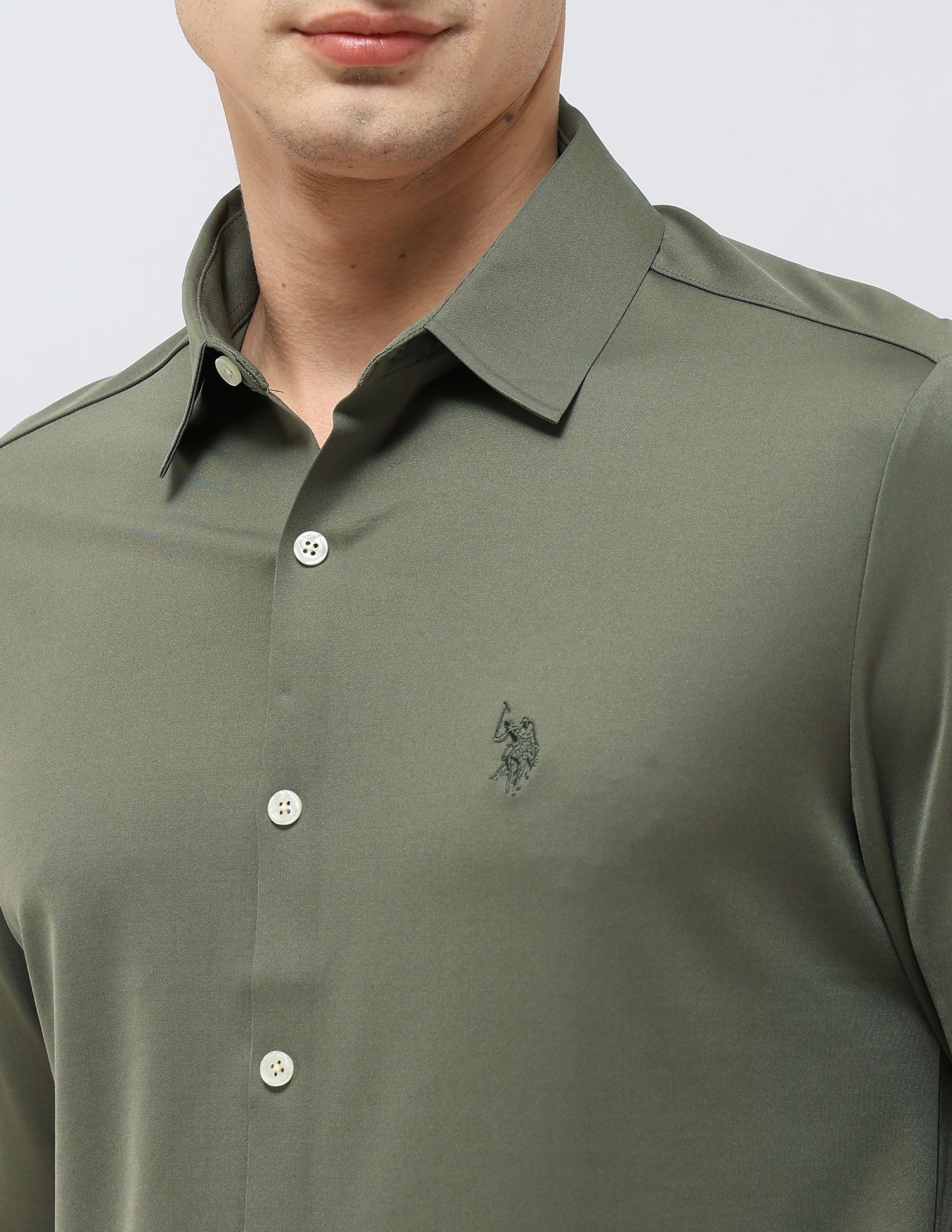 Solid Tailored Fit Shirt Sage - U.S. POLO ASSN. | Large