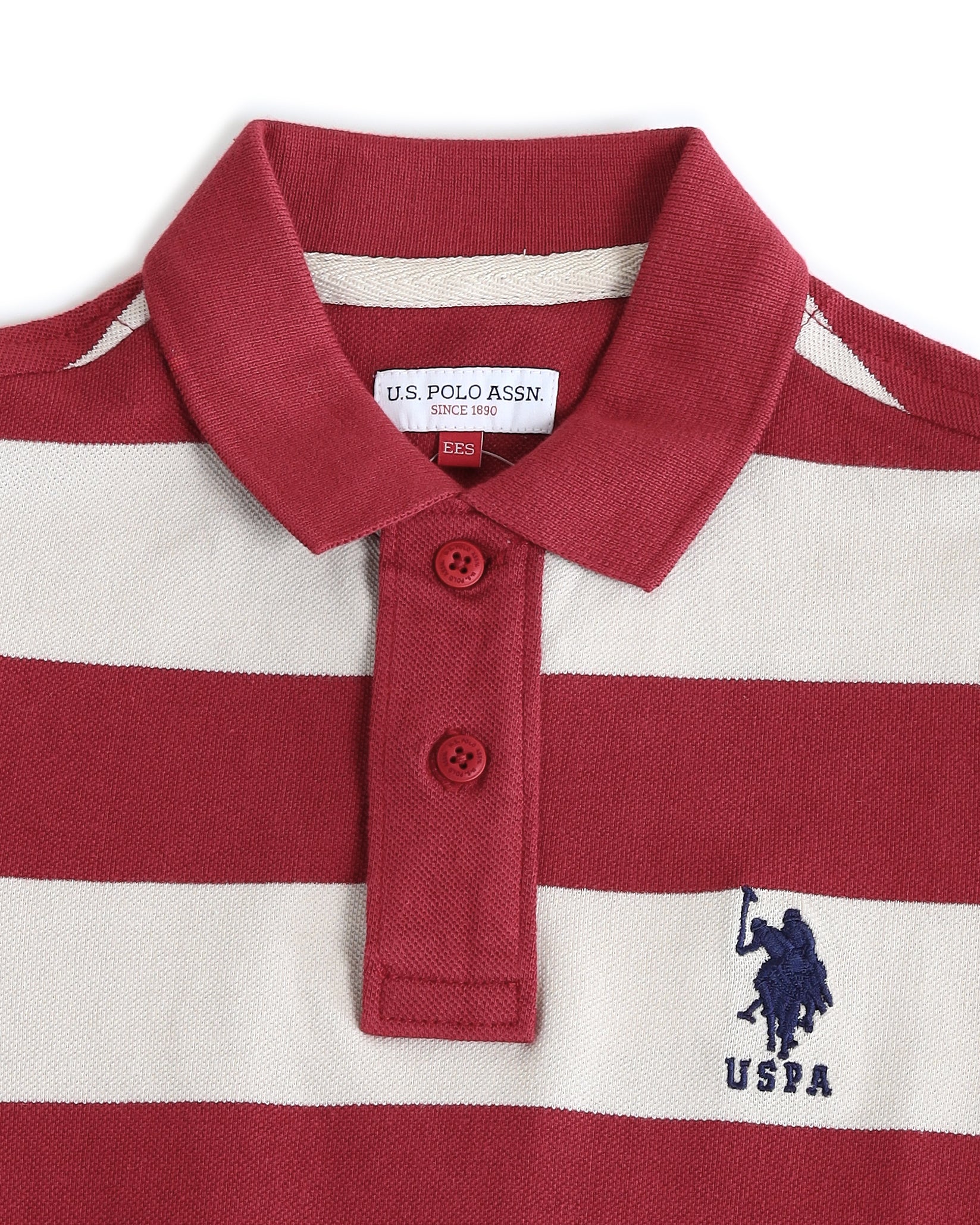 Boys Horizontal Striped Regular Fit Polo Shirts Maroon - U.S. POLO ASSN. | Large