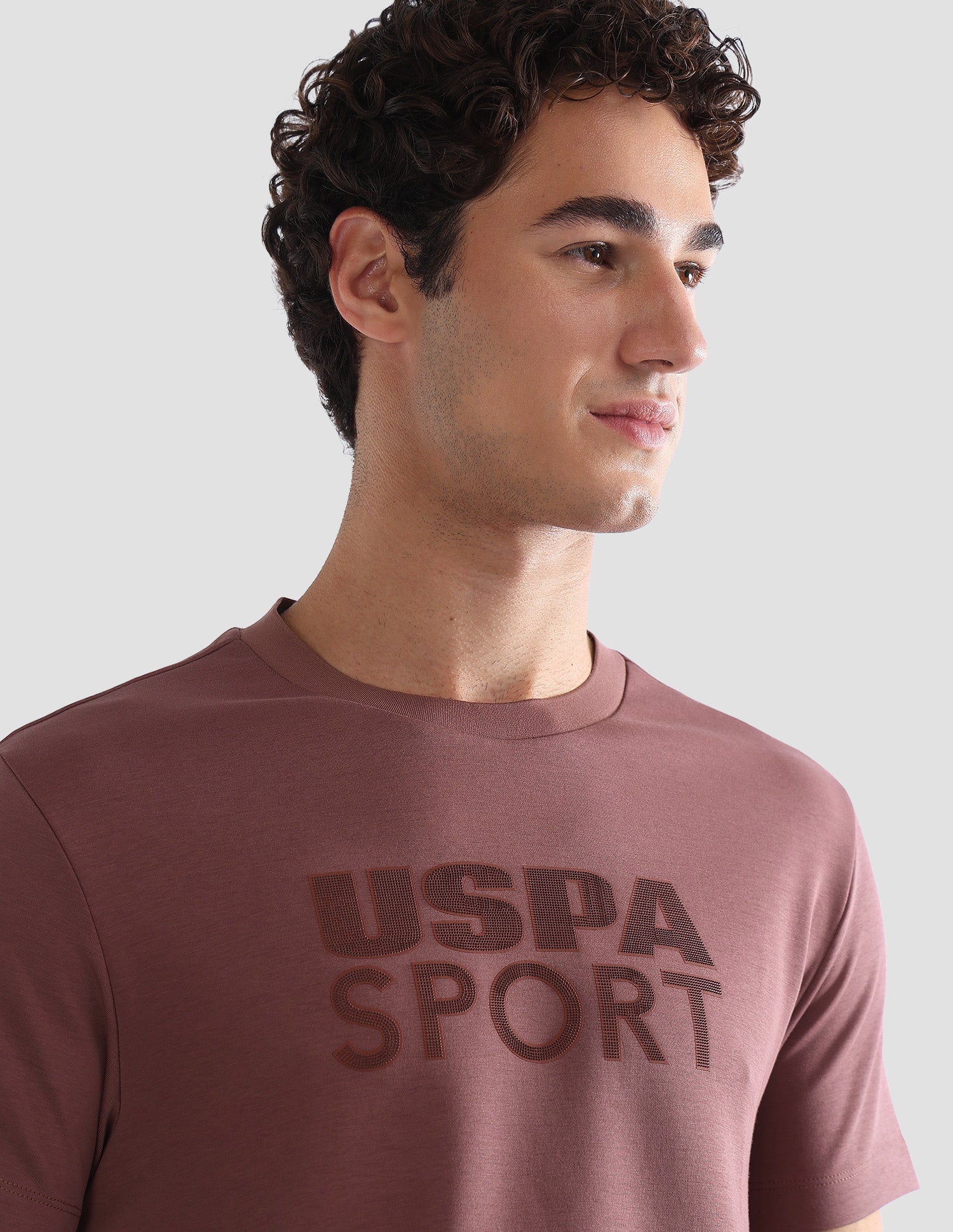 Solid Slim Fit Active T-Shirt Dark Pink - U.S. Polo Assn. India | Large