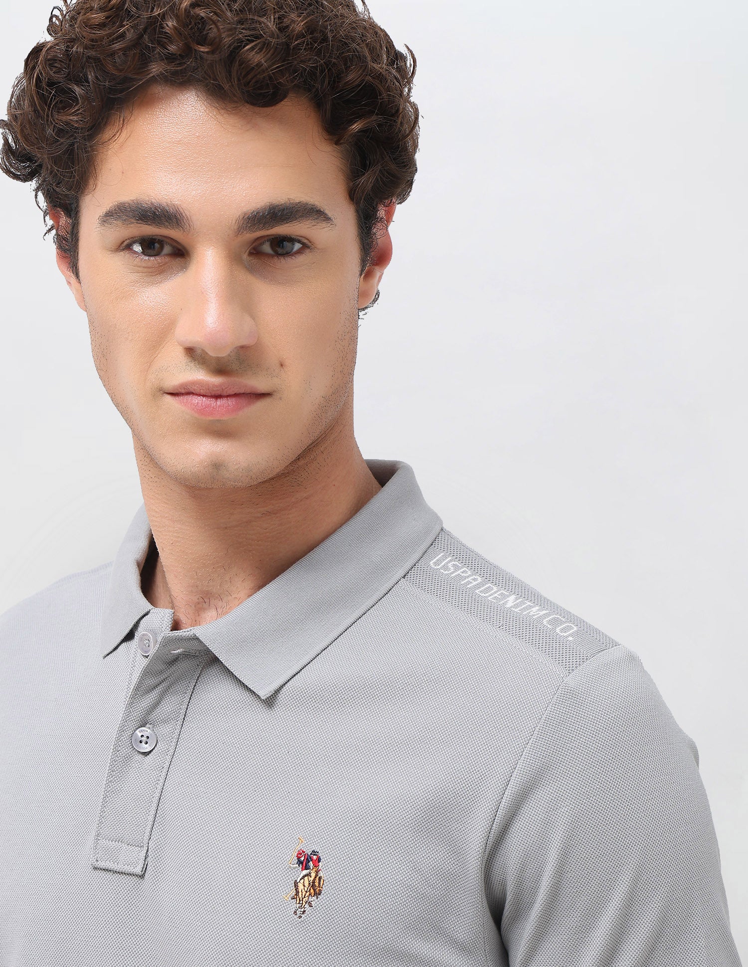 Solid Slim Fit Polo Shirt Grey - U.S. Polo Assn. India | Large