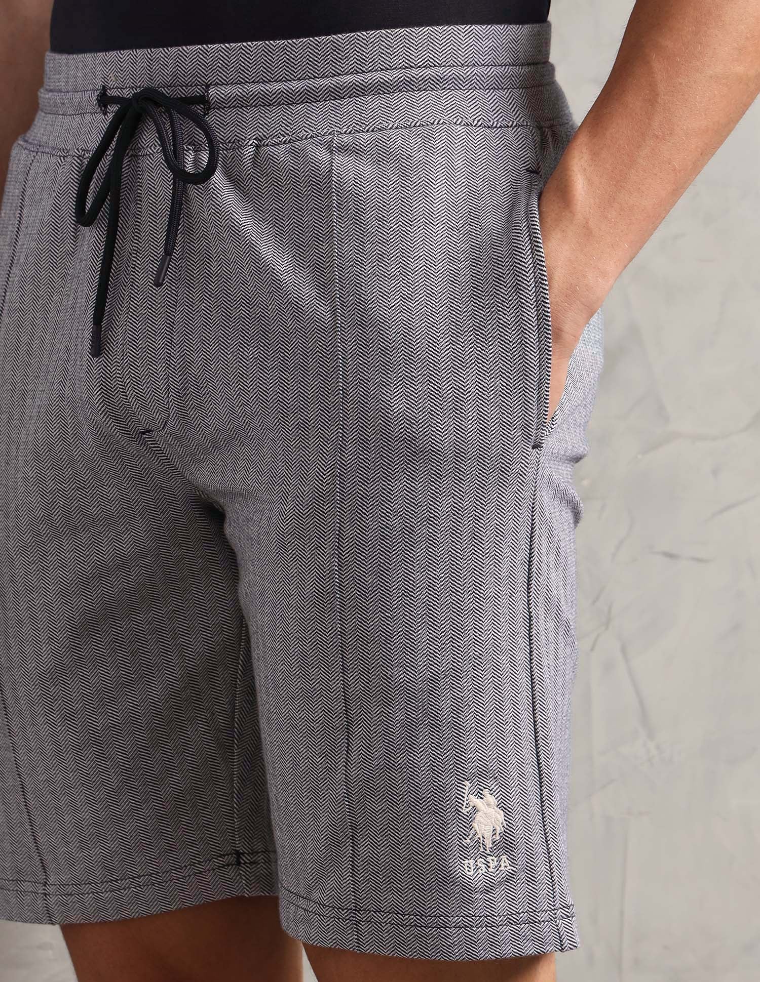 Chevron Slim Fit PS004-PL Lounge Shorts - Pack of 1 Navy - U.S. Polo Assn. India | Large