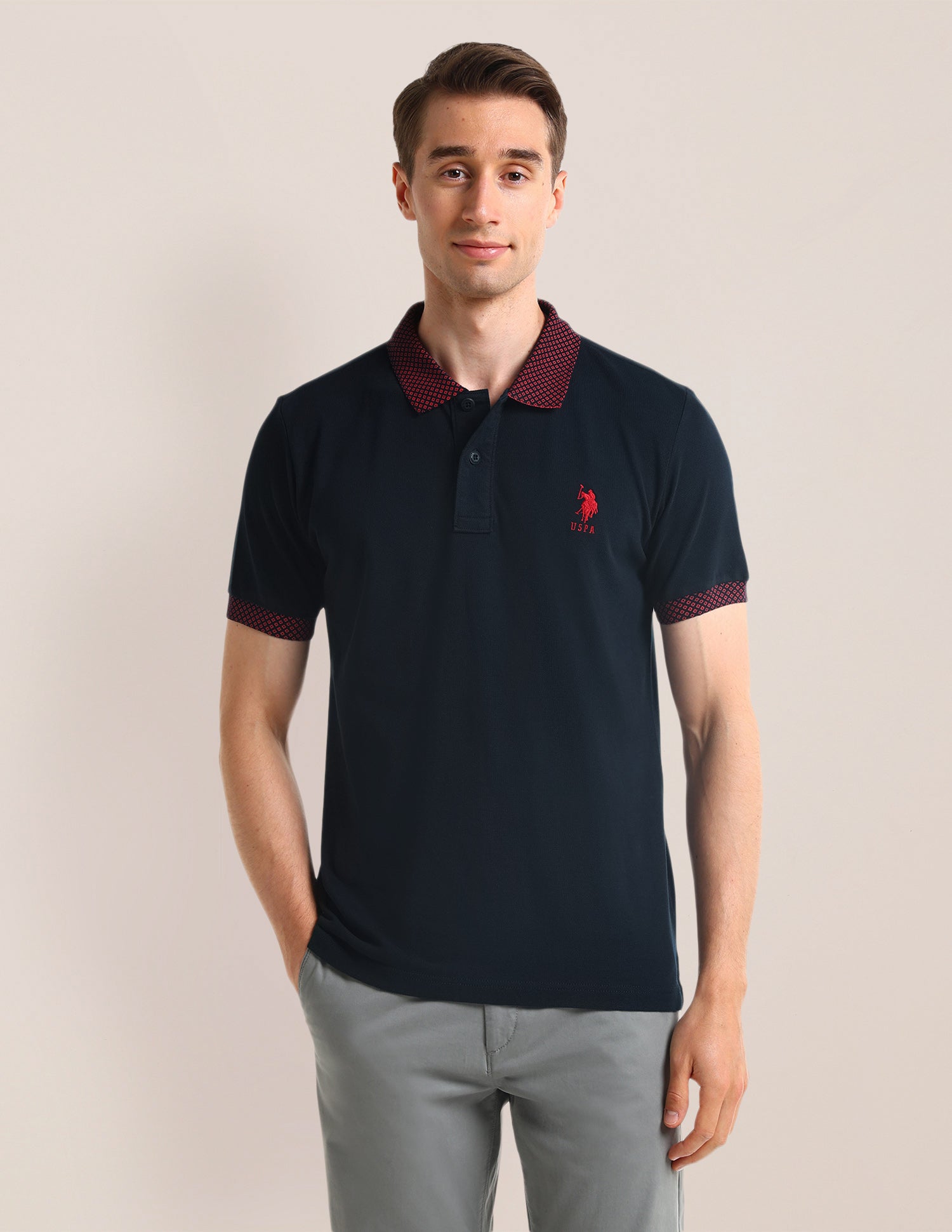 Solid Slim Fit Polo Shirt Navy - U.S. Polo Assn. India | Large